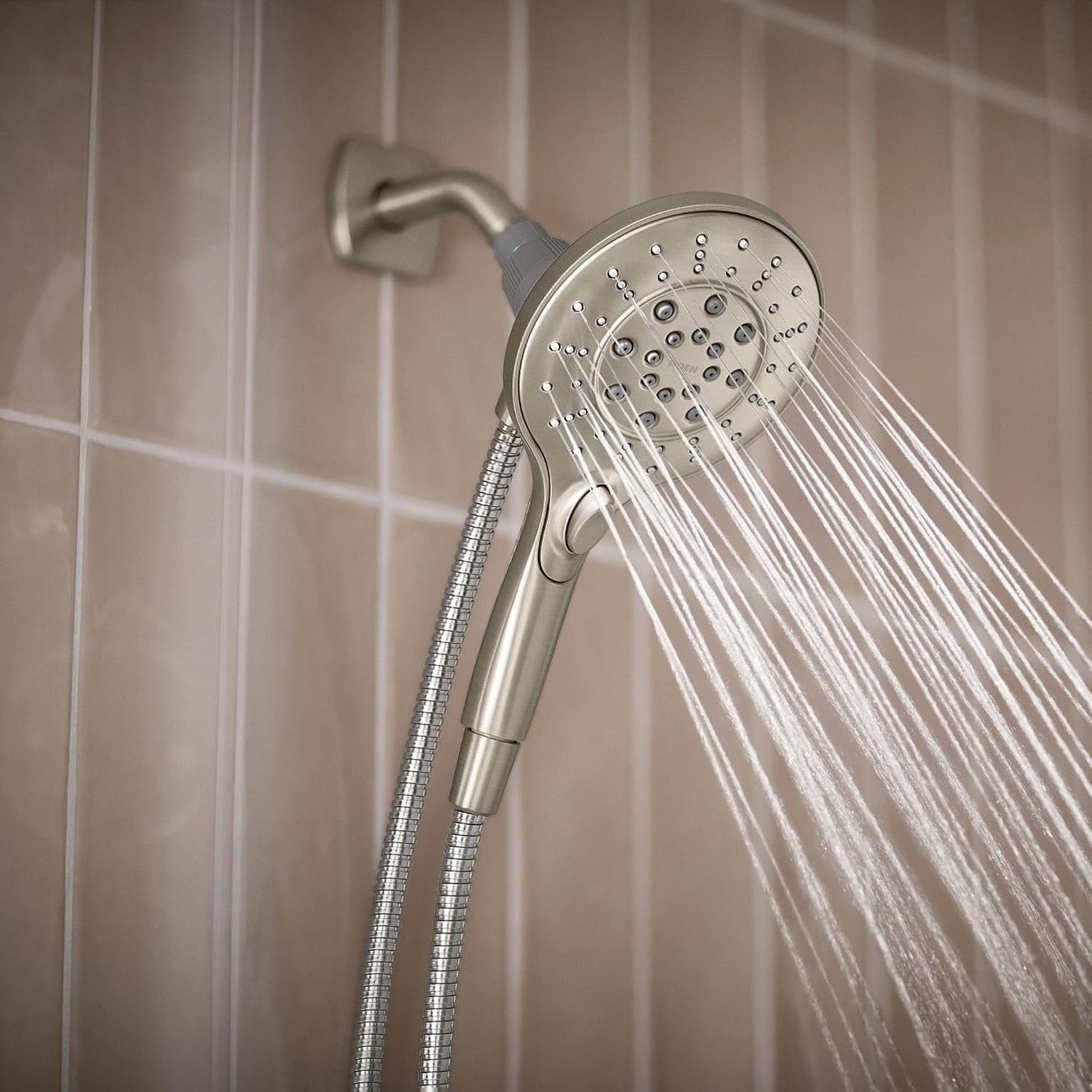 image:imageMoen Engage Chrome Magnetix SixFunction 55Inch Wide Handheld Shower Head with Hose and Magnetic Docking System 26112Spot Resist Brushed Nickel