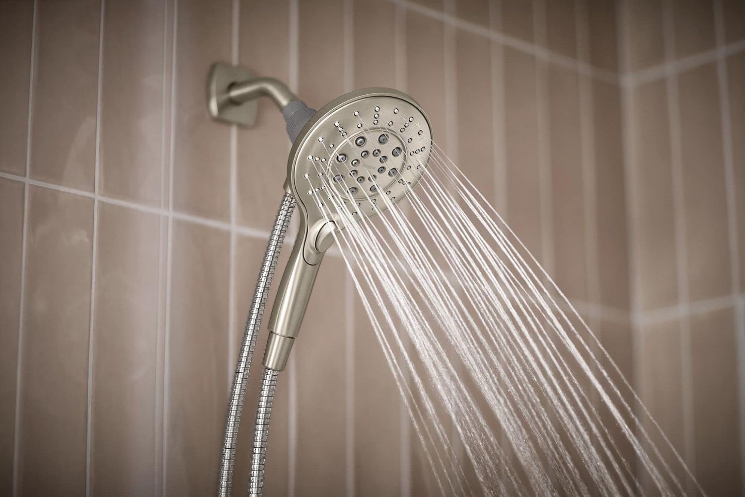 image:imageMoen Engage Chrome Magnetix SixFunction 55Inch Wide Handheld Shower Head with Hose and Magnetic Docking System 26112Spot Resist Brushed Nickel