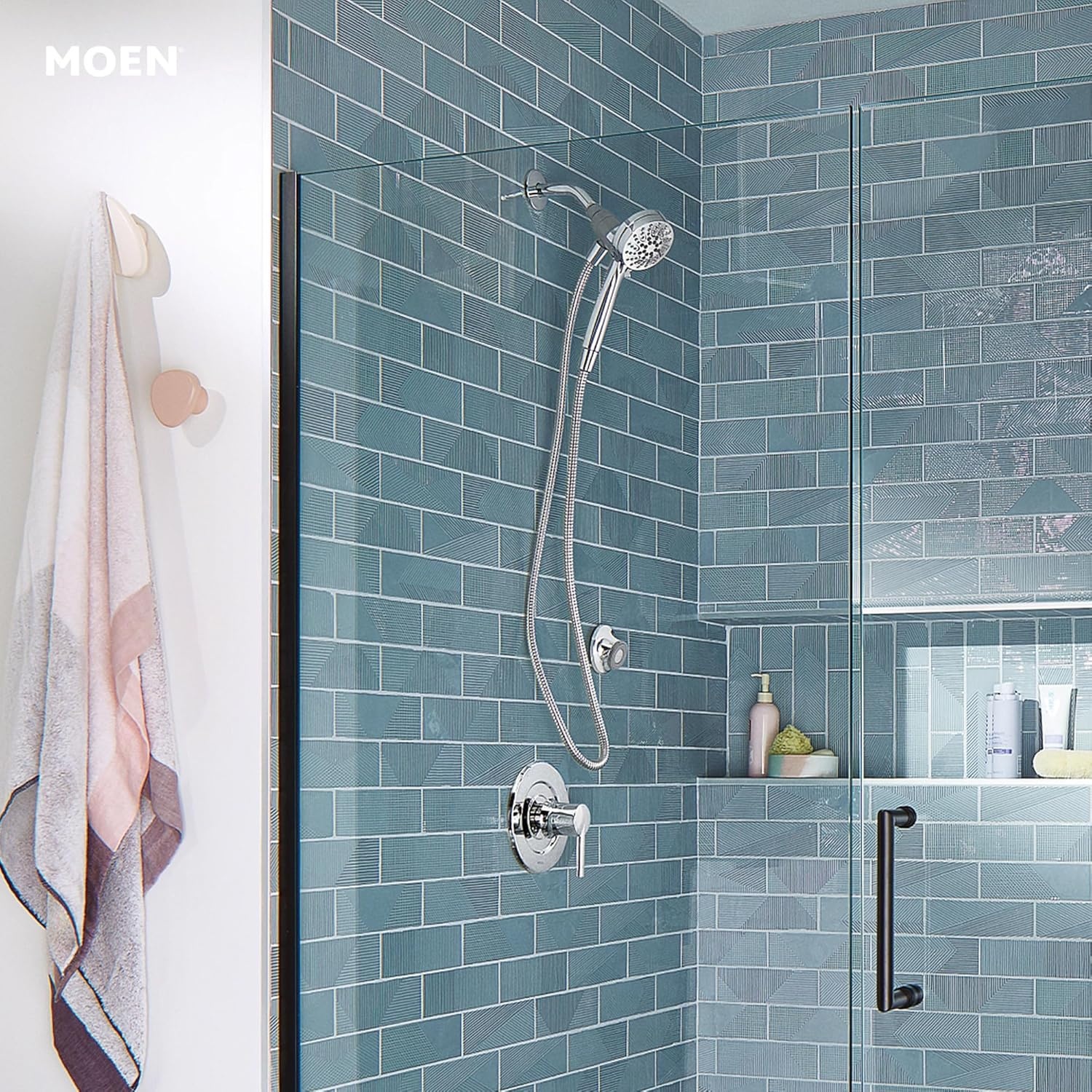 image:imageMoen Engage Magnetix Spot Resist Brushed Nickel 35Inch SixFunction Detachable Handheld Showerhead with Magnetic Docking System 26100SRNChrome