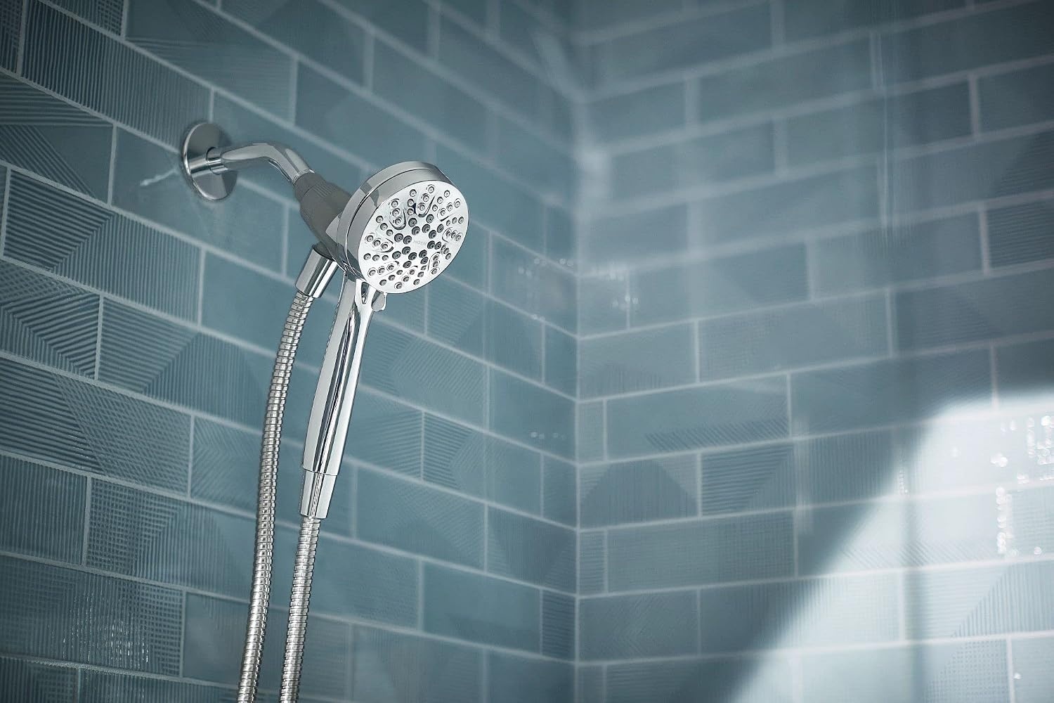 image:imageMoen Engage Magnetix Spot Resist Brushed Nickel 35Inch SixFunction Detachable Handheld Showerhead with Magnetic Docking System 26100SRNChrome