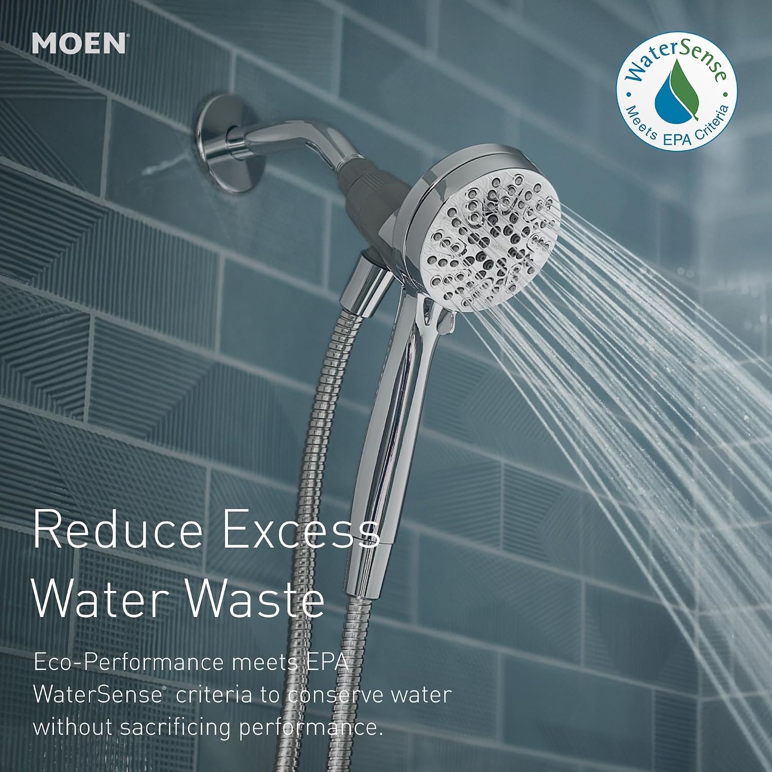 image:imageMoen Engage Magnetix Spot Resist Brushed Nickel 35Inch SixFunction Detachable Handheld Showerhead with Magnetic Docking System 26100SRNMatte Black