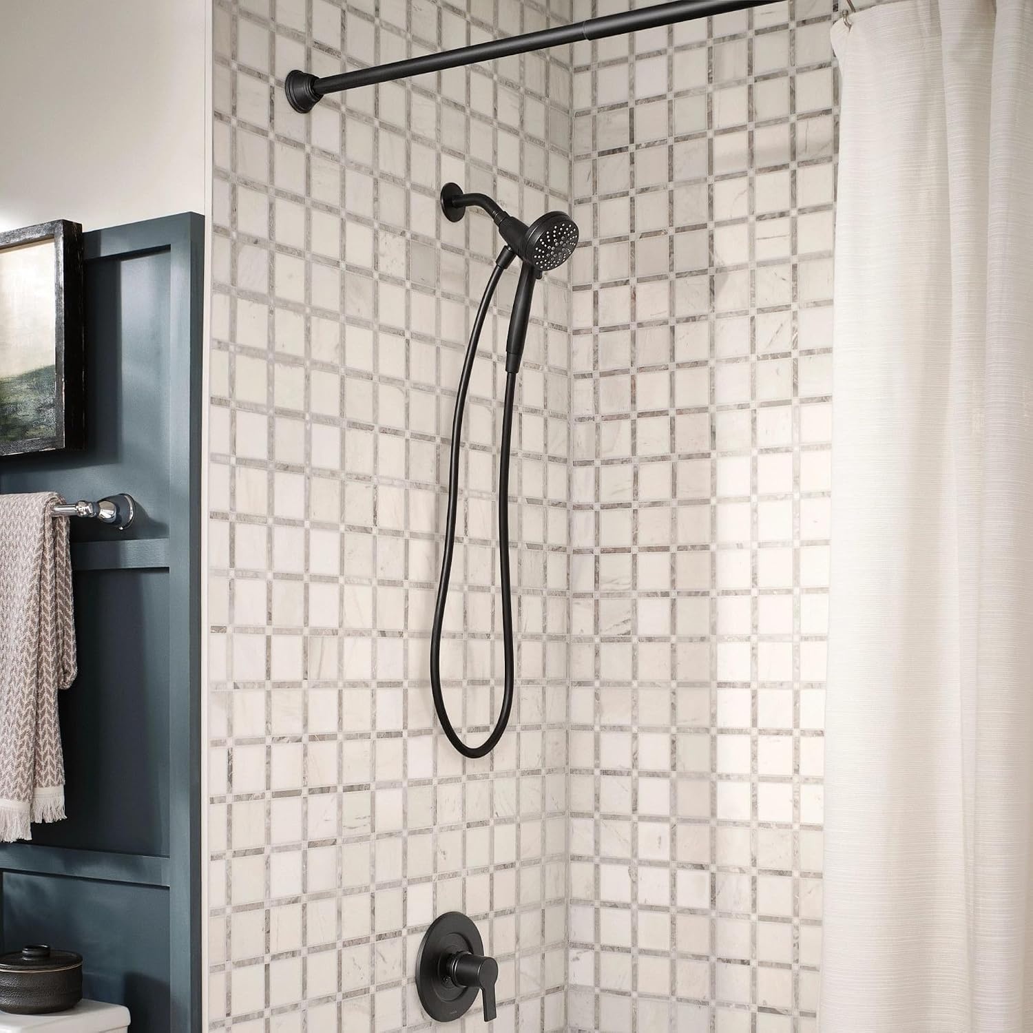 image:imageMoen Engage Magnetix Spot Resist Brushed Nickel 35Inch SixFunction Detachable Handheld Showerhead with Magnetic Docking System 26100SRNMatte Black