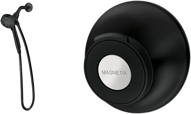 image:imageMoen Engage Magnetix Spot Resist Brushed Nickel 35Inch SixFunction Detachable Handheld Showerhead with Magnetic Docking System 26100SRNMatte Black