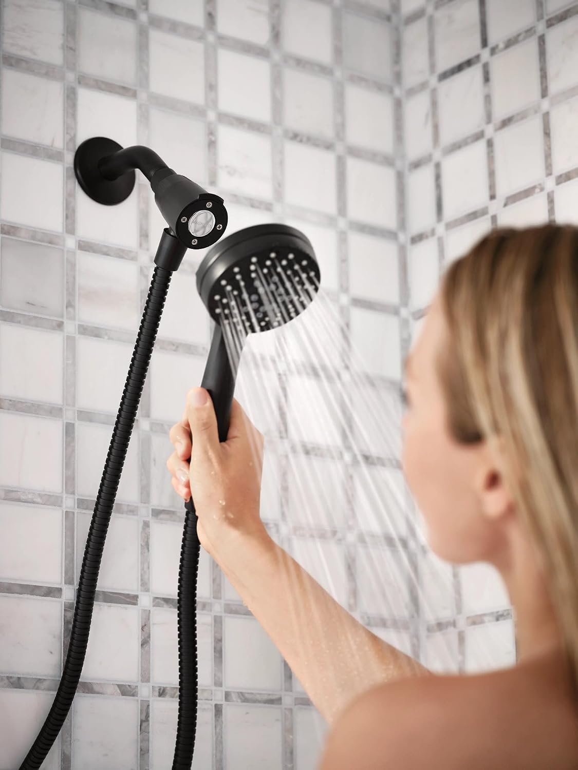 image:imageMoen Engage Magnetix Spot Resist Brushed Nickel 35Inch SixFunction Detachable Handheld Showerhead with Magnetic Docking System 26100SRNMatte Black