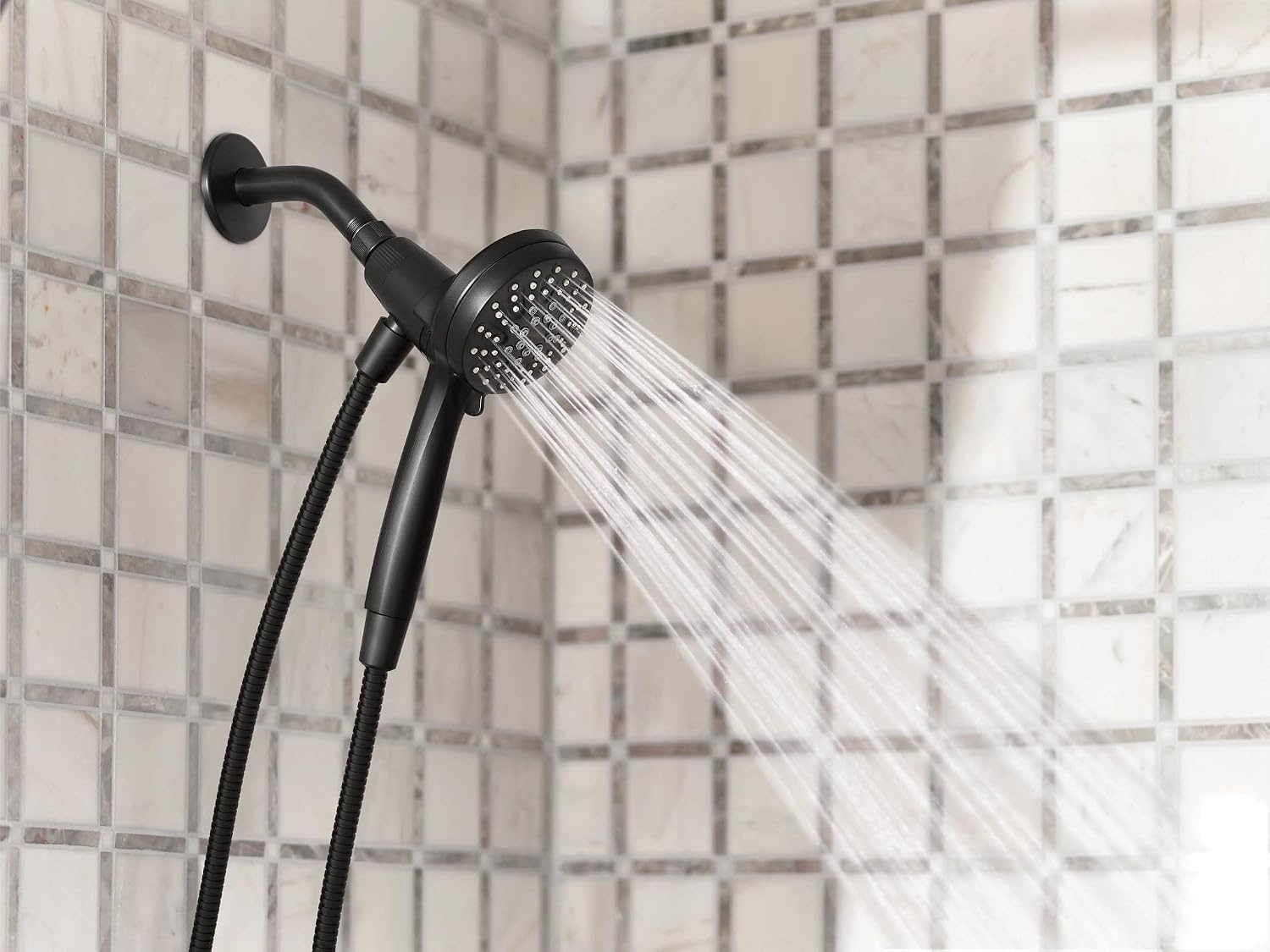 image:imageMoen Engage Magnetix Spot Resist Brushed Nickel 35Inch SixFunction Detachable Handheld Showerhead with Magnetic Docking System 26100SRNMatte Black