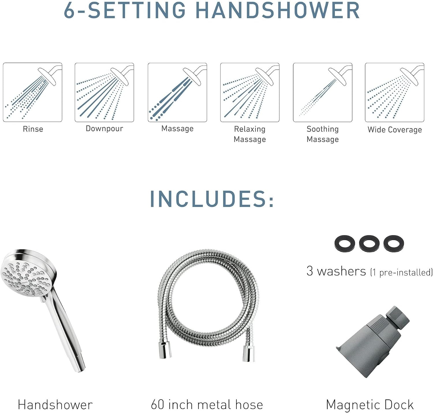 image:imageMoen Engage Magnetix Spot Resist Brushed Nickel 35Inch SixFunction Detachable Handheld Showerhead with Magnetic Docking System 26100SRNSpot Resist Brushed Nickel