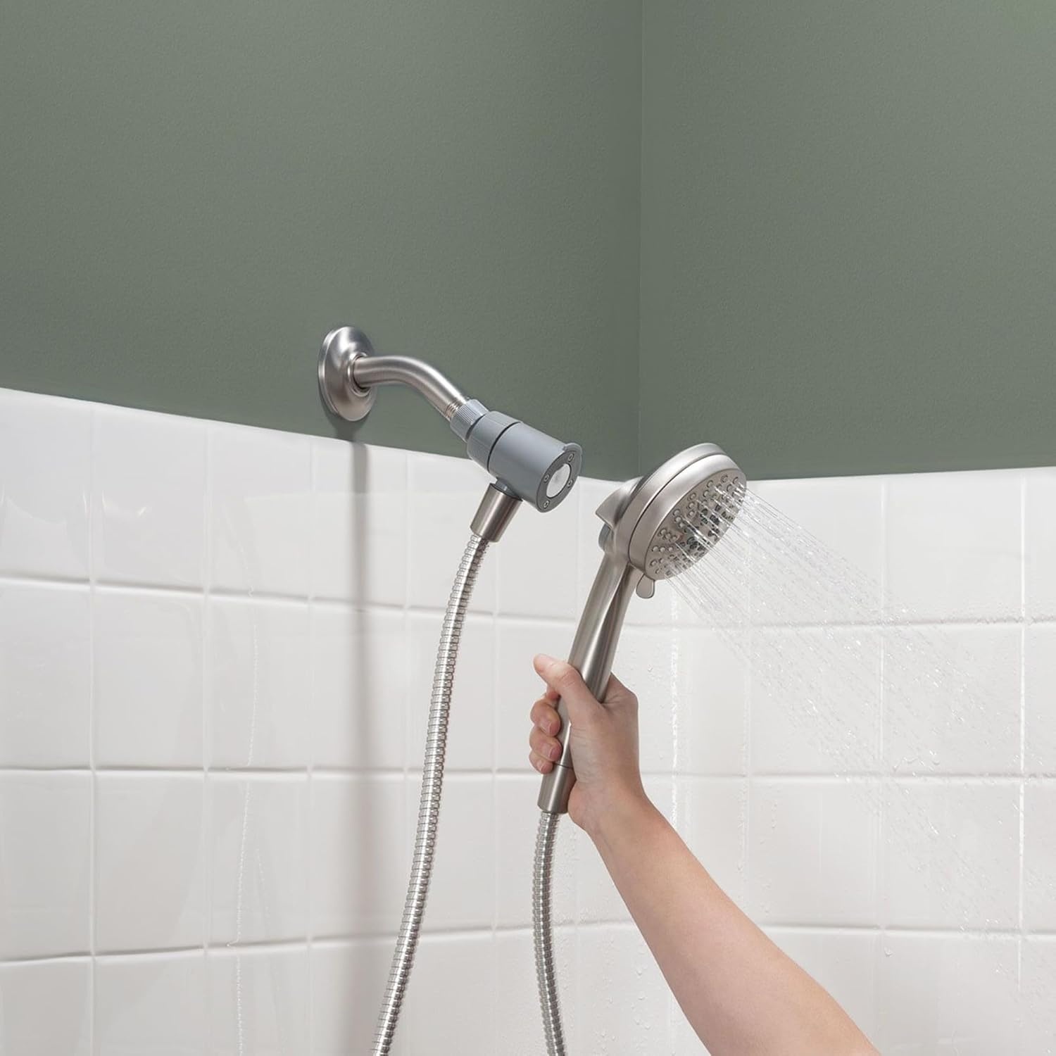 image:imageMoen Engage Magnetix Spot Resist Brushed Nickel 35Inch SixFunction Detachable Handheld Showerhead with Magnetic Docking System 26100SRNSpot Resist Brushed Nickel