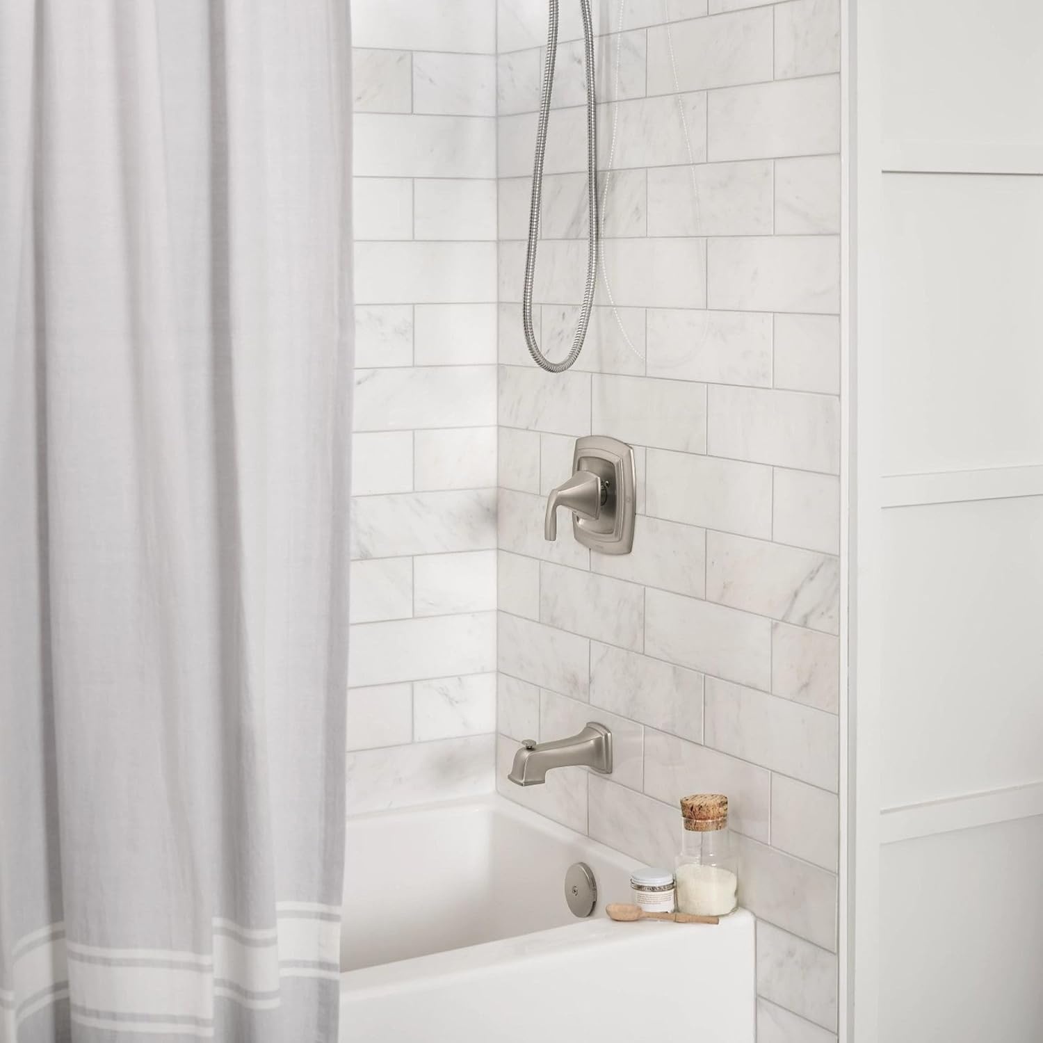 image:imageMoen Engage Magnetix Spot Resist Brushed Nickel 35Inch SixFunction Detachable Handheld Showerhead with Magnetic Docking System 26100SRNSpot Resist Brushed Nickel