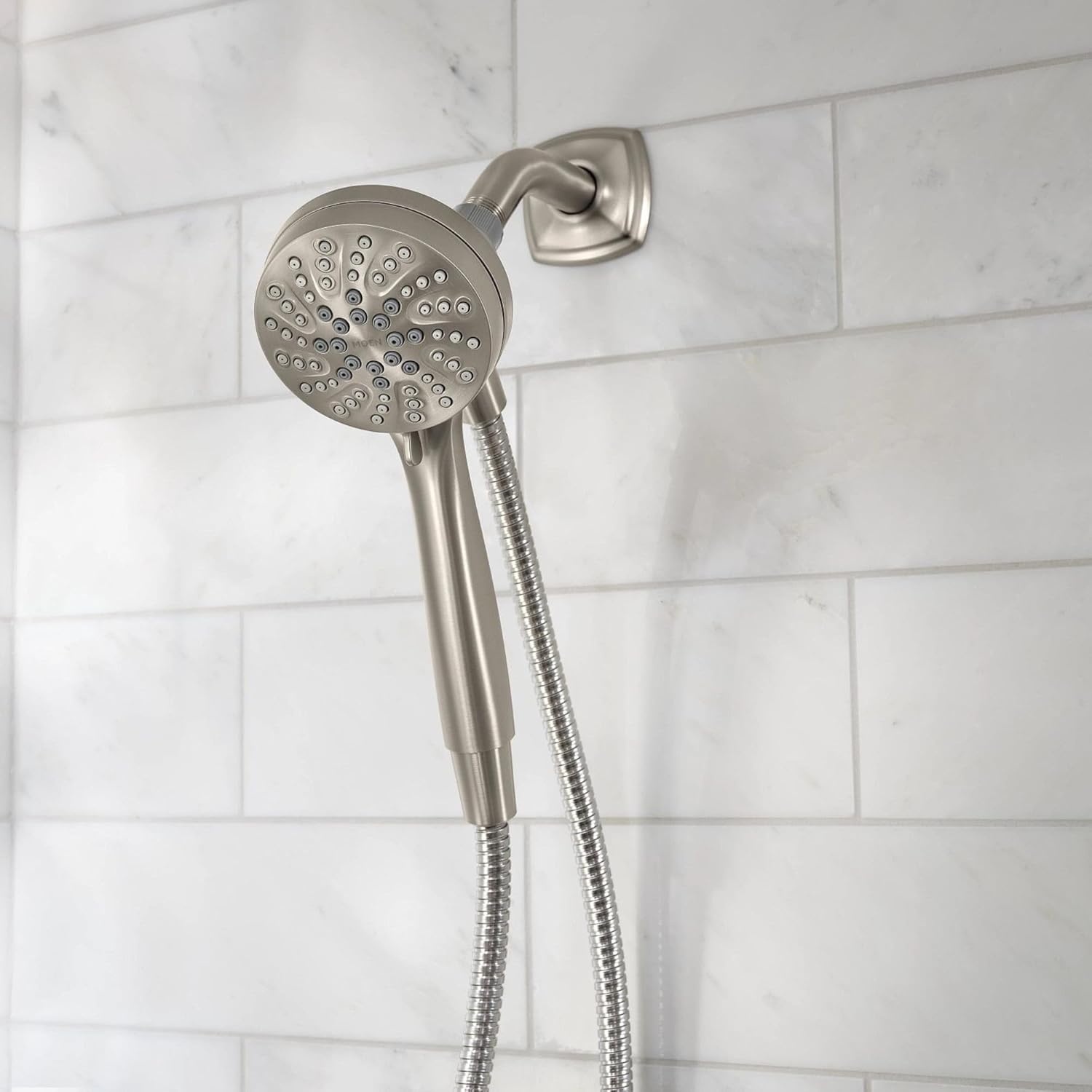 image:imageMoen Engage Magnetix Spot Resist Brushed Nickel 35Inch SixFunction Detachable Handheld Showerhead with Magnetic Docking System 26100SRNSpot Resist Brushed Nickel