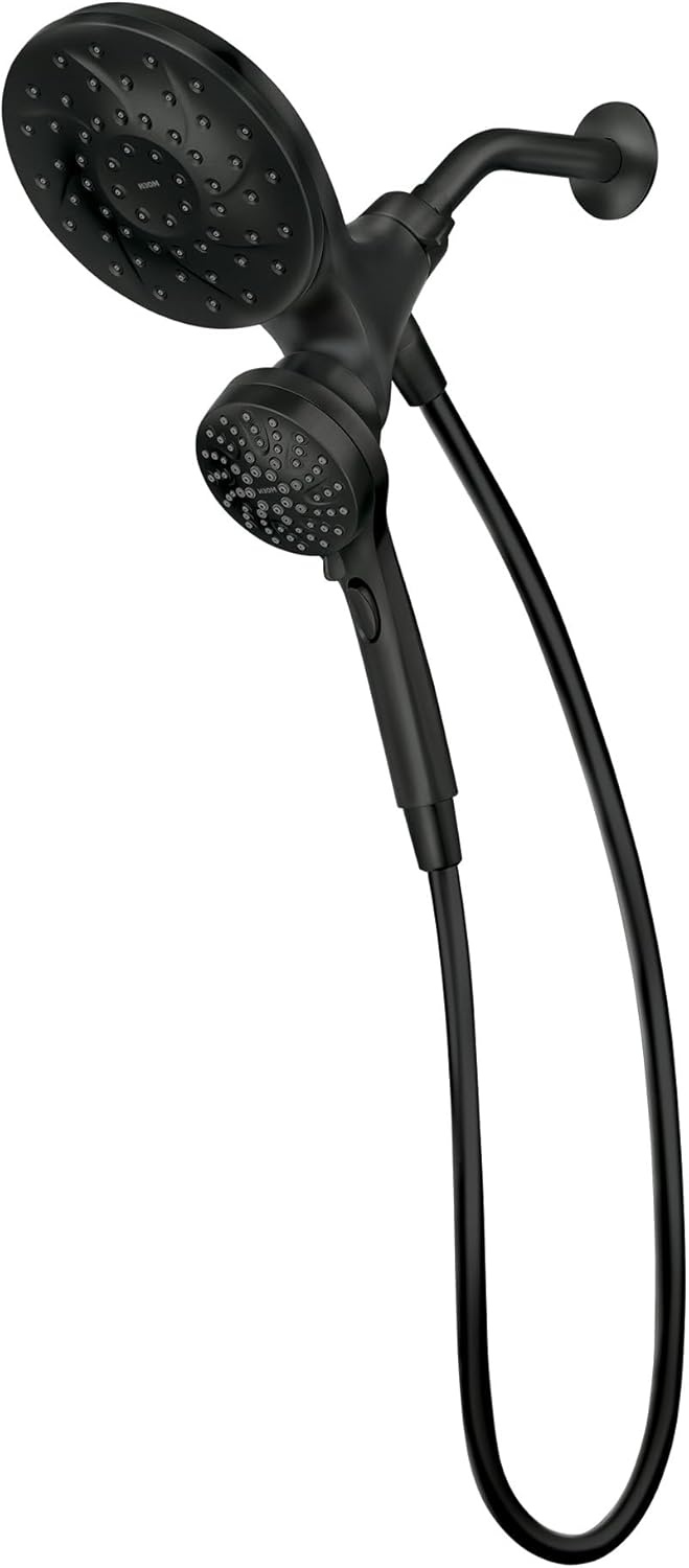 image:imageMoen Engage Matte Black 25 GPM Handheld Showerhead and Rain Shower 2in1 Combo Featuring Magnetic Docking System and Metal Hose 26009BLMatte Black