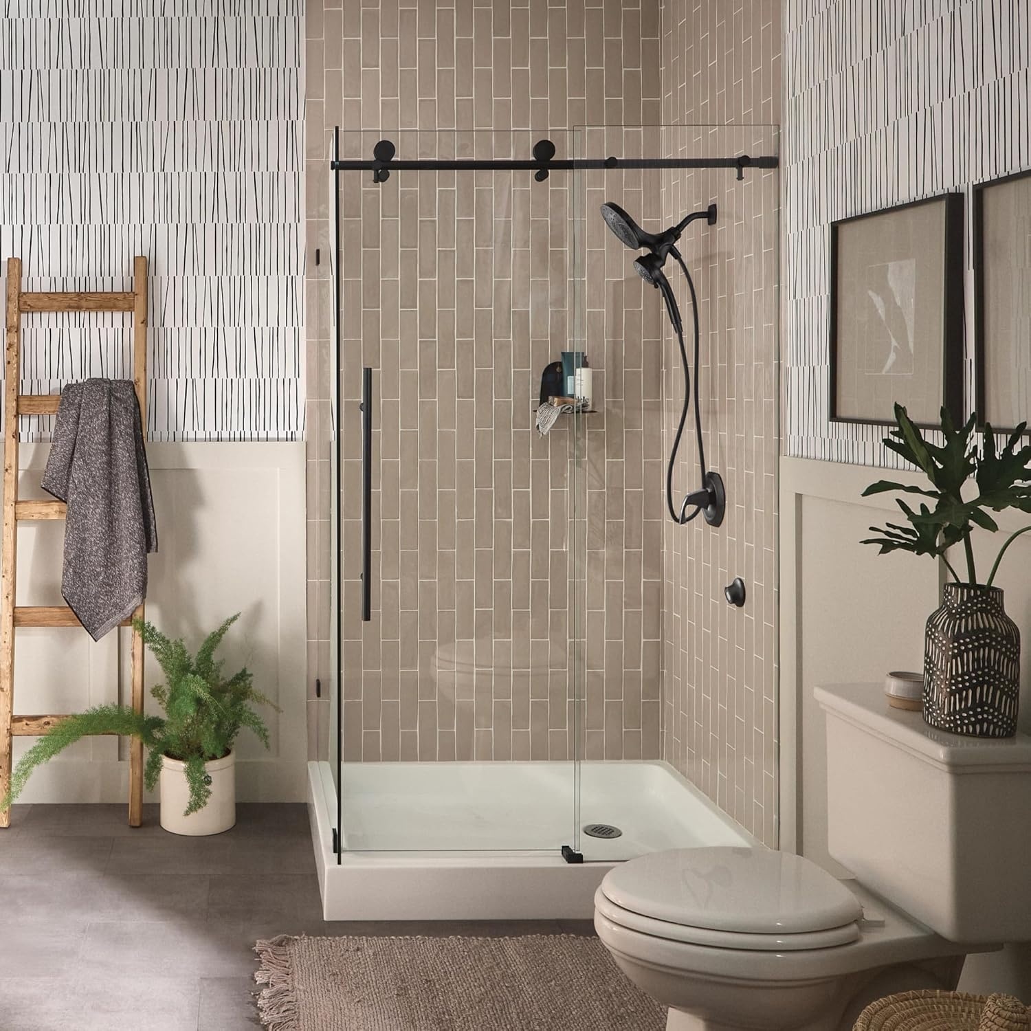 image:imageMoen Engage Matte Black 25 GPM Handheld Showerhead and Rain Shower 2in1 Combo Featuring Magnetic Docking System and Metal Hose 26009BLMatte Black