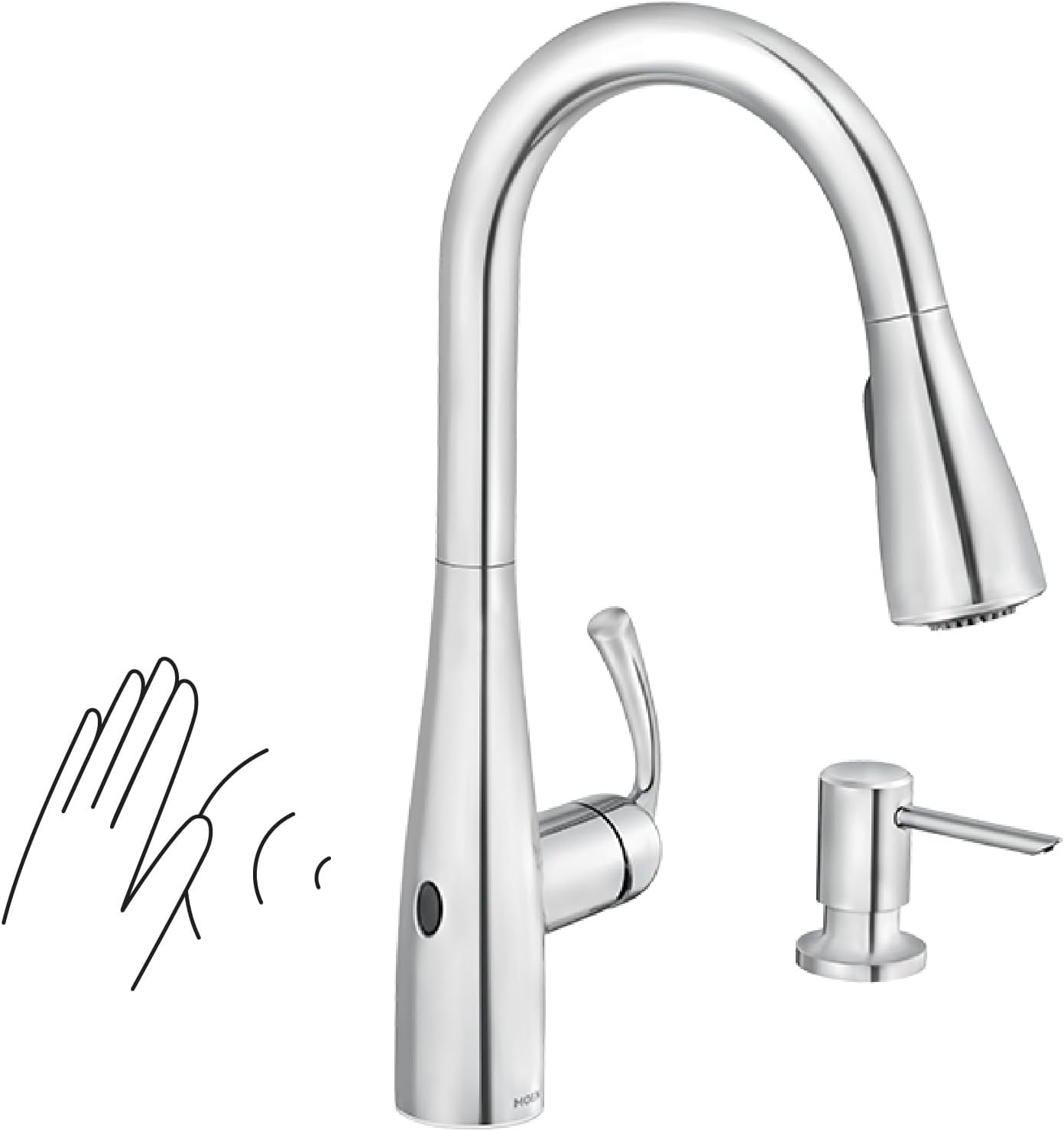 image:imageMoen Essie PreRinse Pulldown Kitchen Faucet wSoap 87814SRSChrome