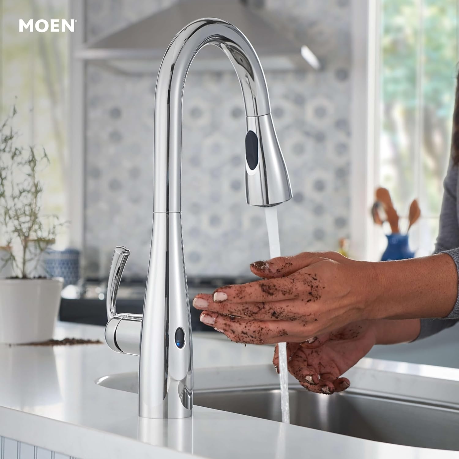 image:imageMoen Essie PreRinse Pulldown Kitchen Faucet wSoap 87814SRSChrome