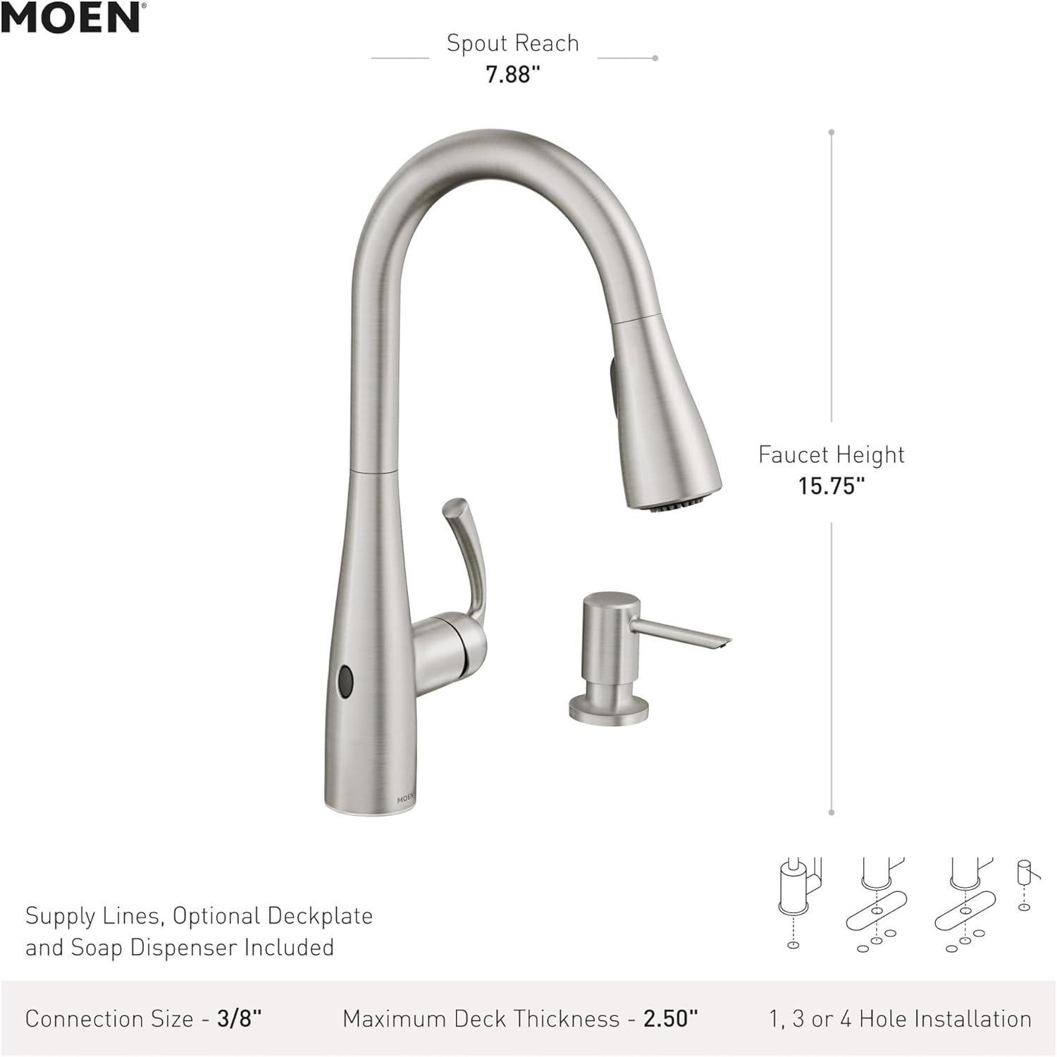 image:imageMoen Essie PreRinse Pulldown Kitchen Faucet wSoap 87814SRSMatte Black