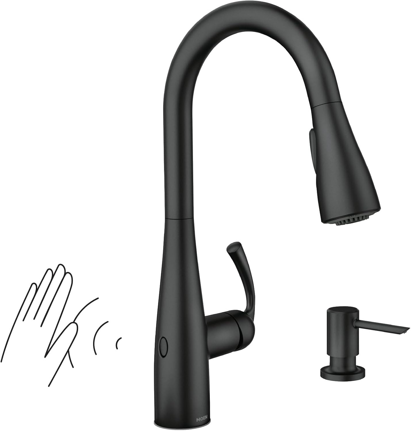 image:imageMoen Essie PreRinse Pulldown Kitchen Faucet wSoap 87814SRSMatte Black