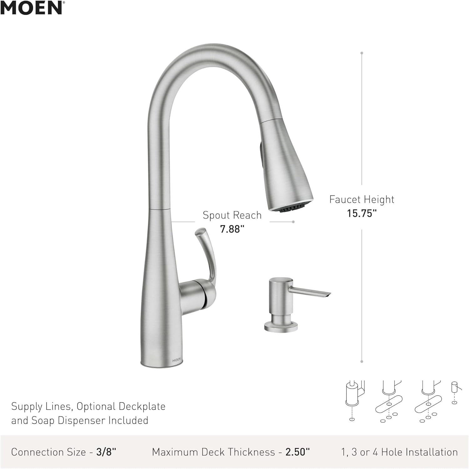 image:imageMoen Essie PreRinse Pulldown Kitchen Faucet wSoap 87814SRSMatte Black