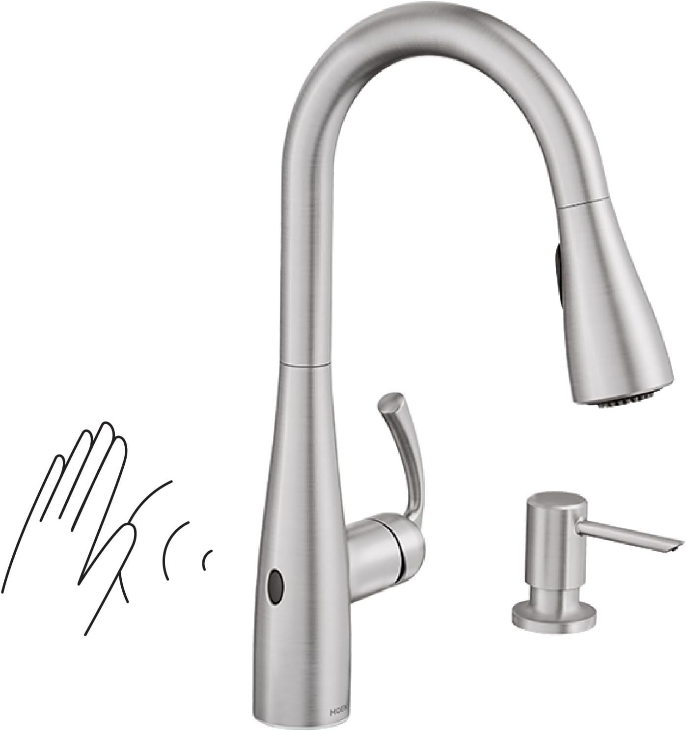 image:imageMoen Essie PreRinse Pulldown Kitchen Faucet wSoap 87814SRSSpot Resist Stainless