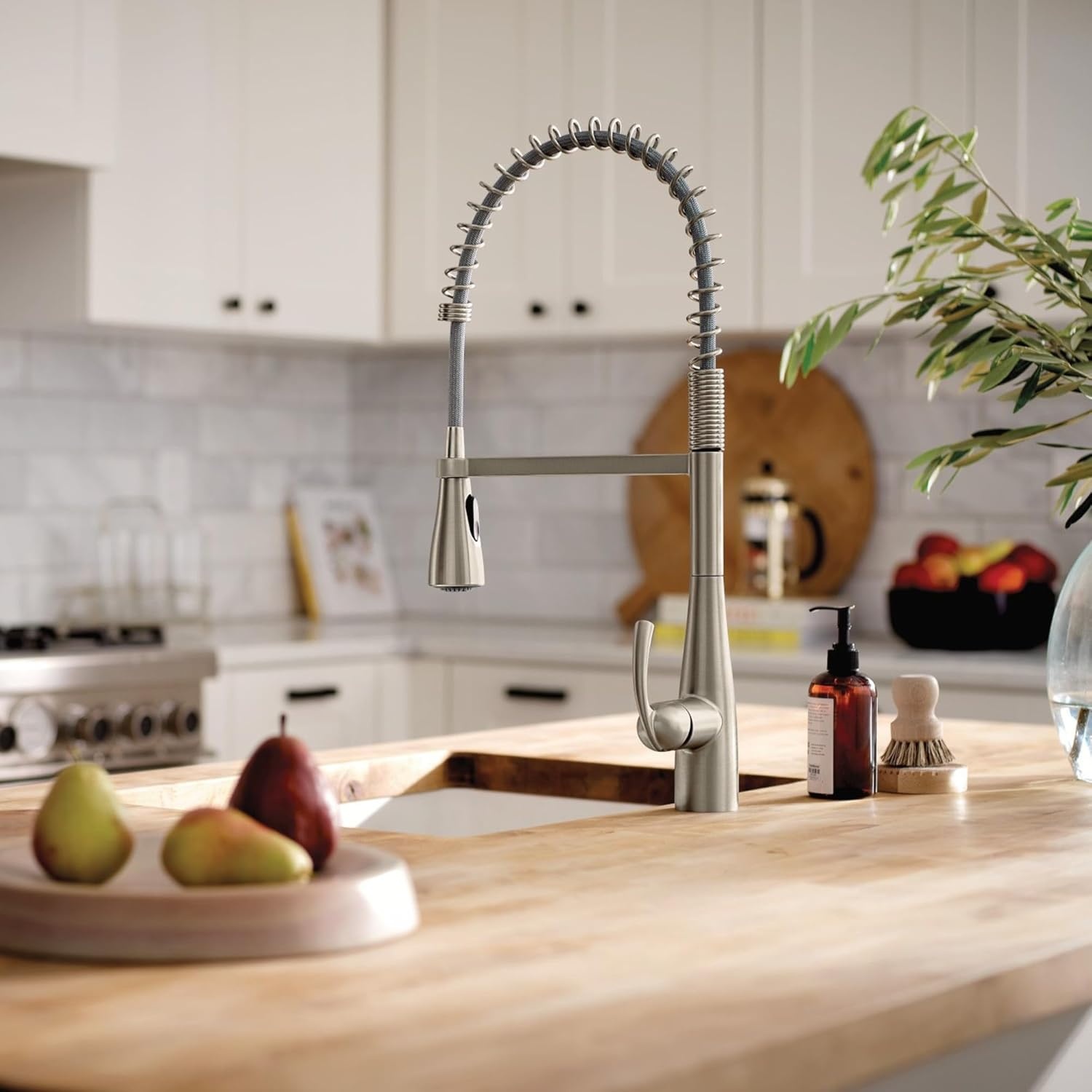 image:imageMoen Essie PreRinse Pulldown Kitchen Faucet wSoap 87814SRSSpot Resist Stainless