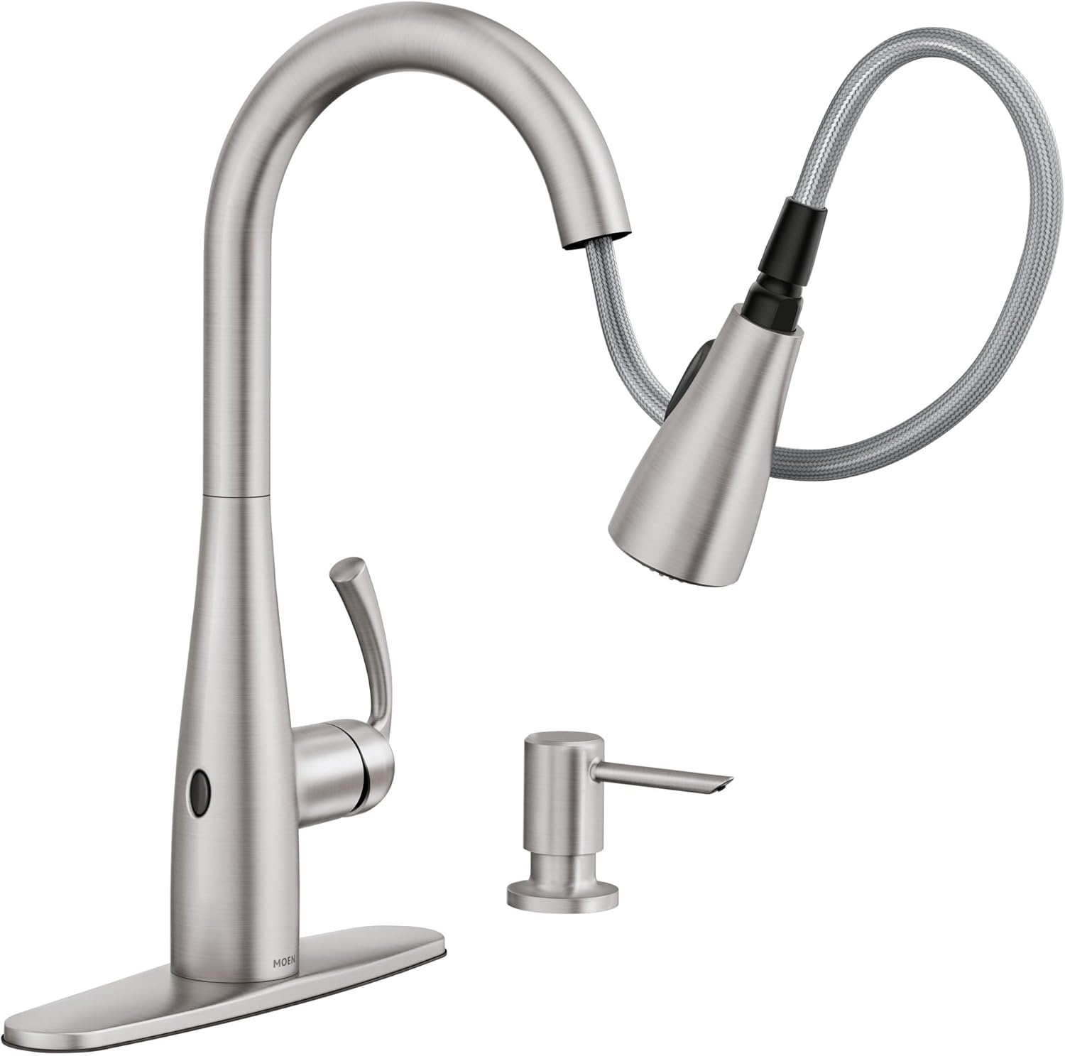 image:imageMoen Essie PreRinse Pulldown Kitchen Faucet wSoap 87814SRSSpot Resist Stainless