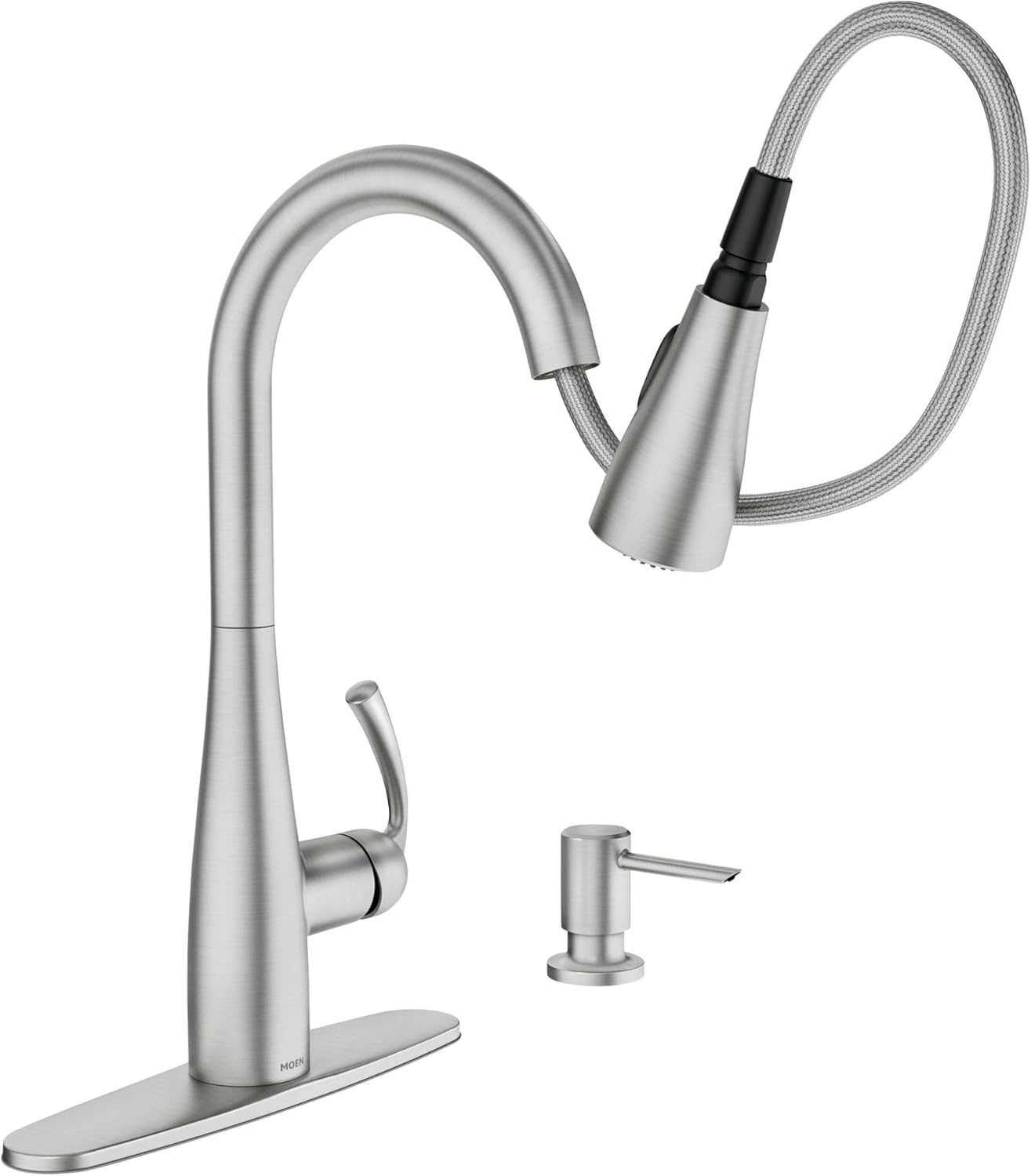 image:imageMoen Essie PreRinse Pulldown Kitchen Faucet wSoap 87814SRSSpot Resist Stainless