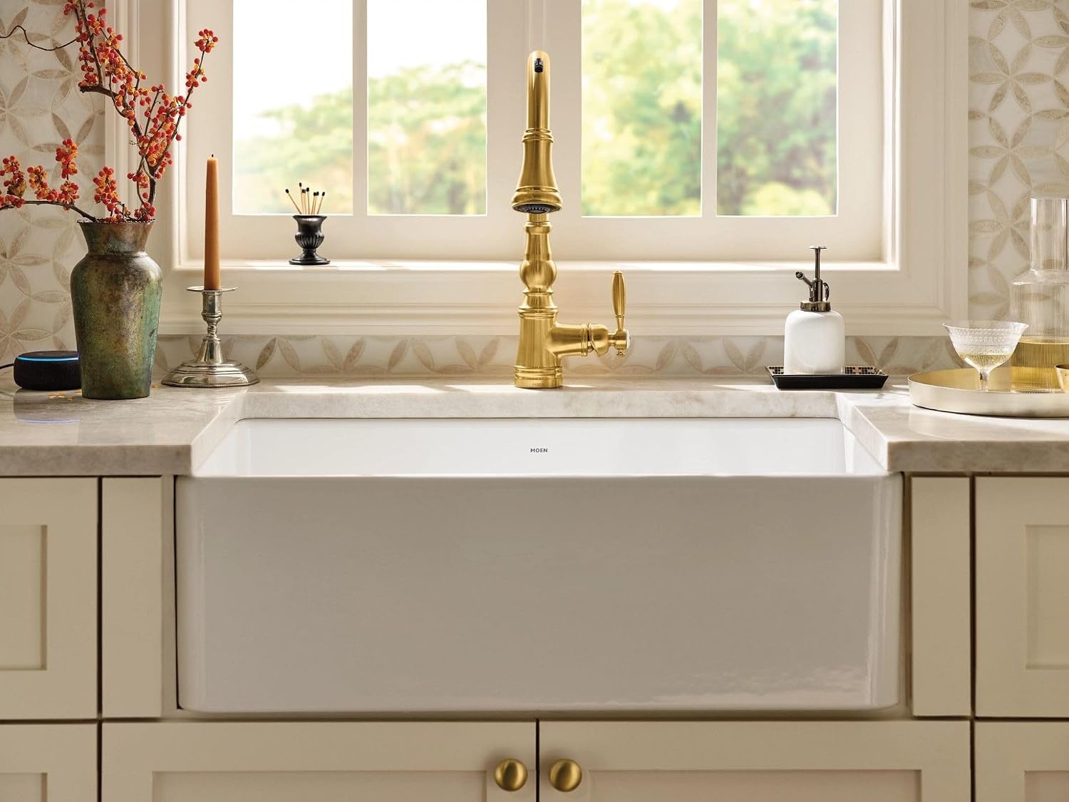 image:imageMoen FC331910 ApronFront Fireclay Single Bowl Undermount Kitchen Sink 33 White