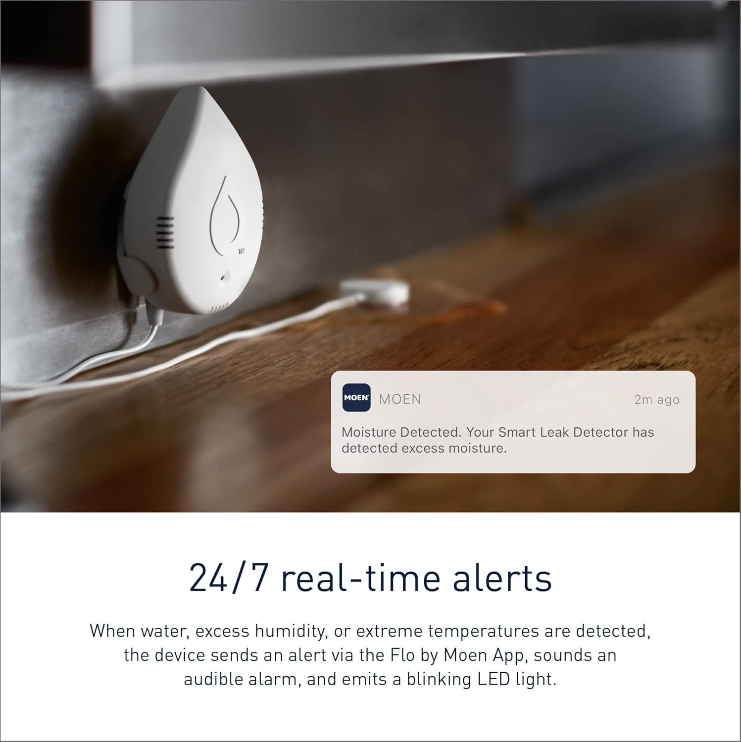 image:imageMoen Flo Smart Water Leak Detector Drip or Flood Sensor Alarm for Home 1Pack White 920004White