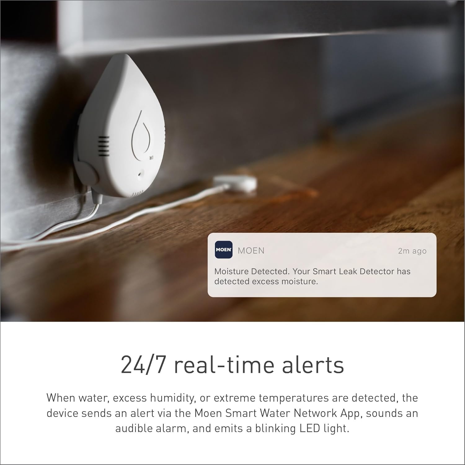 image:imageMoen Flo Smart Water Leak Detector Drip or Flood Sensor Alarm for Home 1Pack White 920004White