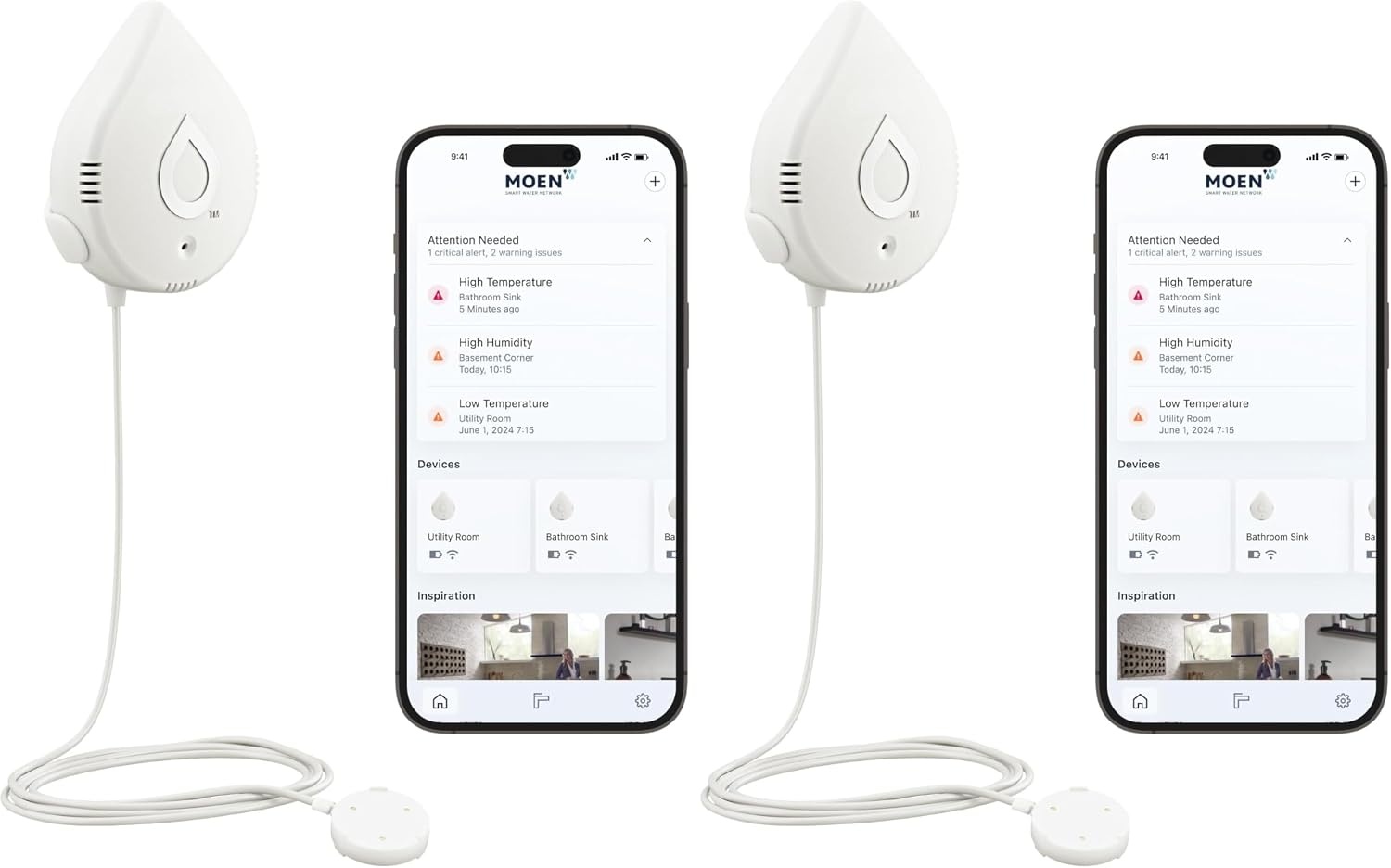 image:imageMoen Flo Smart Water Leak Detector Drip or Flood Sensor Alarm for Home 1Pack White 920004White