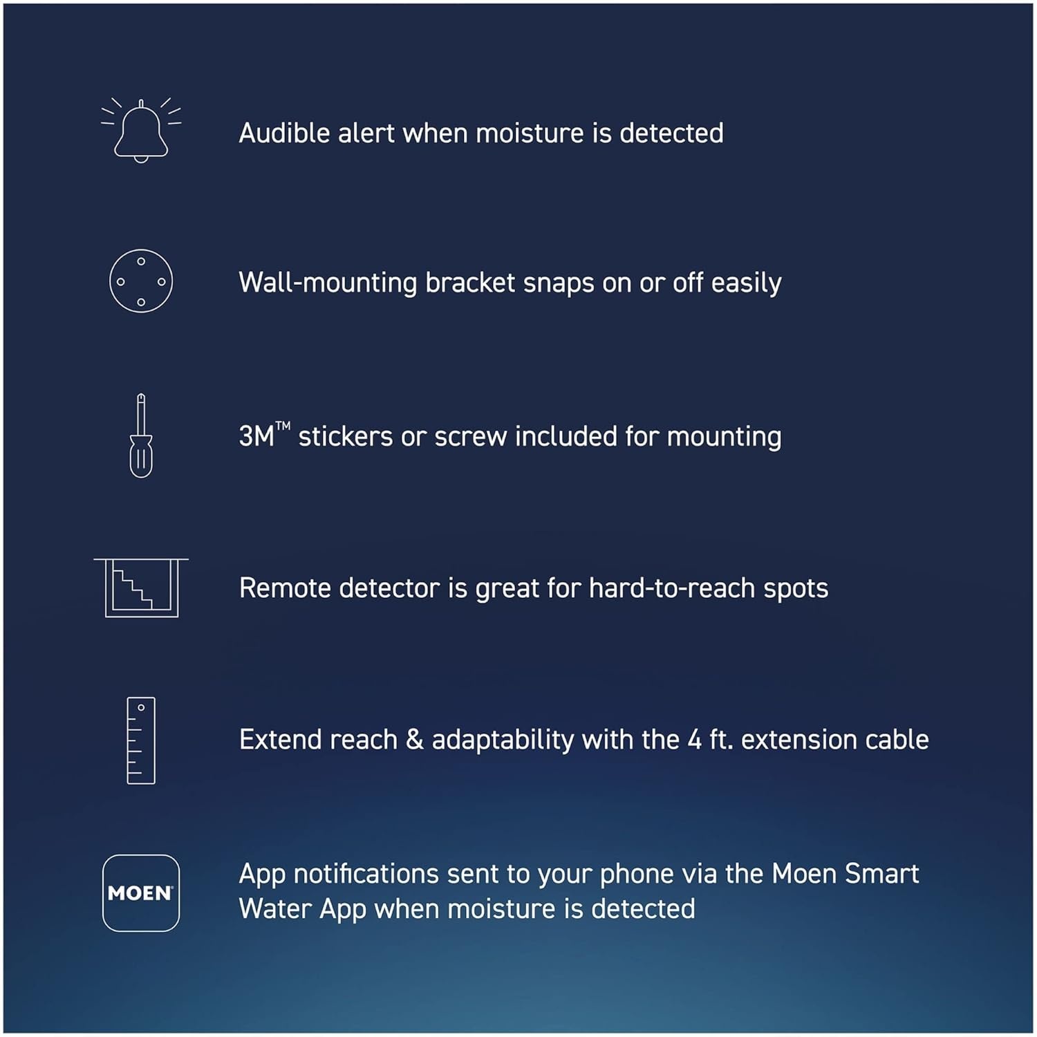 image:imageMoen Flo Smart Water Leak Detector Drip or Flood Sensor Alarm for Home 1Pack White 920004White