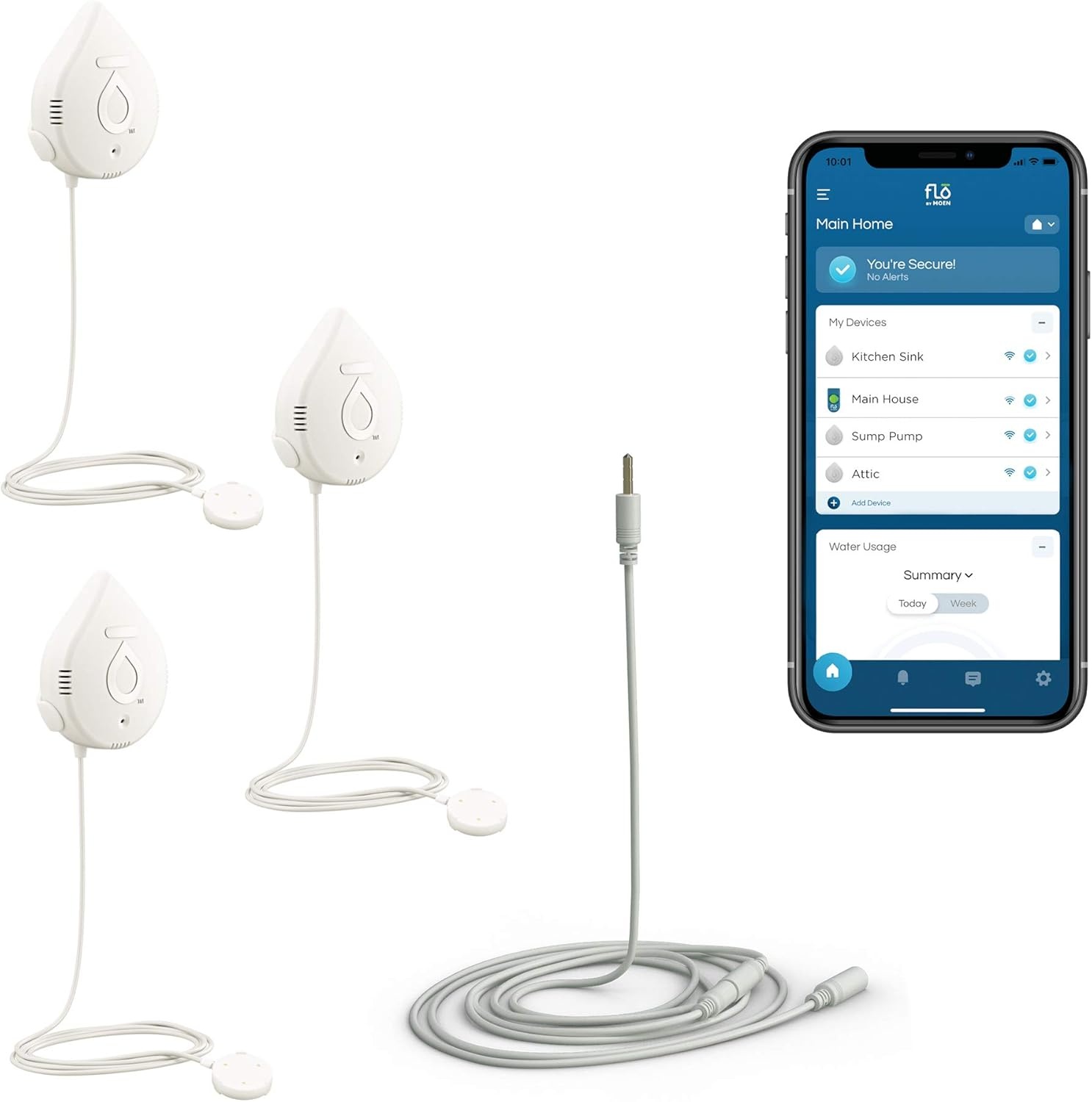 image:imageMoen Flo Smart Water Leak Detector Drip or Flood Sensor Alarm for Home 1Pack White 920004White