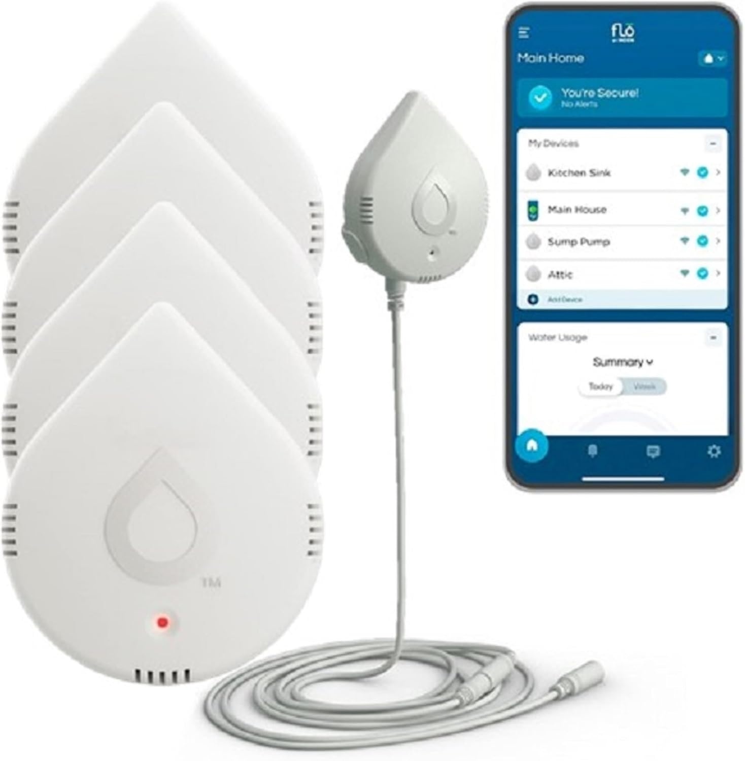 image:imageMoen Flo Smart Water Leak Detector Drip or Flood Sensor Alarm for Home 1Pack White 920004White