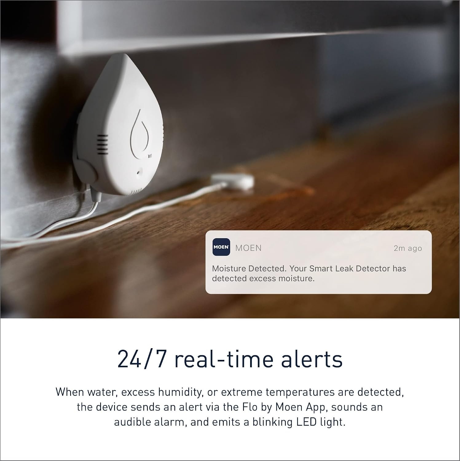 image:imageMoen Flo Smart Water Leak Detector Drip or Flood Sensor Alarm for Home 1Pack White 920004White