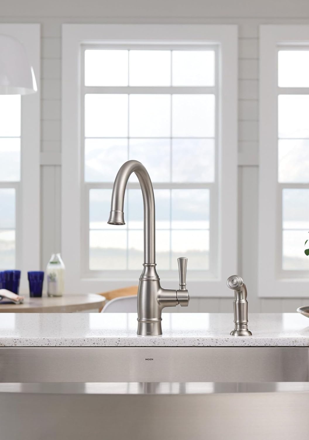image:imageMoen G18121 Prep 18Gauge Steel Undermount Farmhouse Apron Front Single Bowl Kitchen Sink 30Inch x 21Inch Stainless Steel