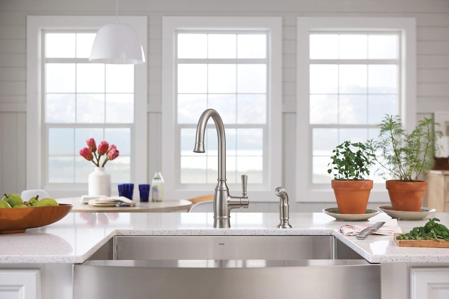 image:imageMoen G18121 Prep 18Gauge Steel Undermount Farmhouse Apron Front Single Bowl Kitchen Sink 30Inch x 21Inch Stainless Steel