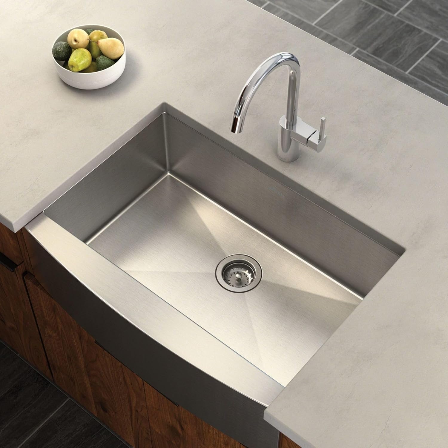image:imageMoen G18121 Prep 18Gauge Steel Undermount Farmhouse Apron Front Single Bowl Kitchen Sink 30Inch x 21Inch Stainless Steel