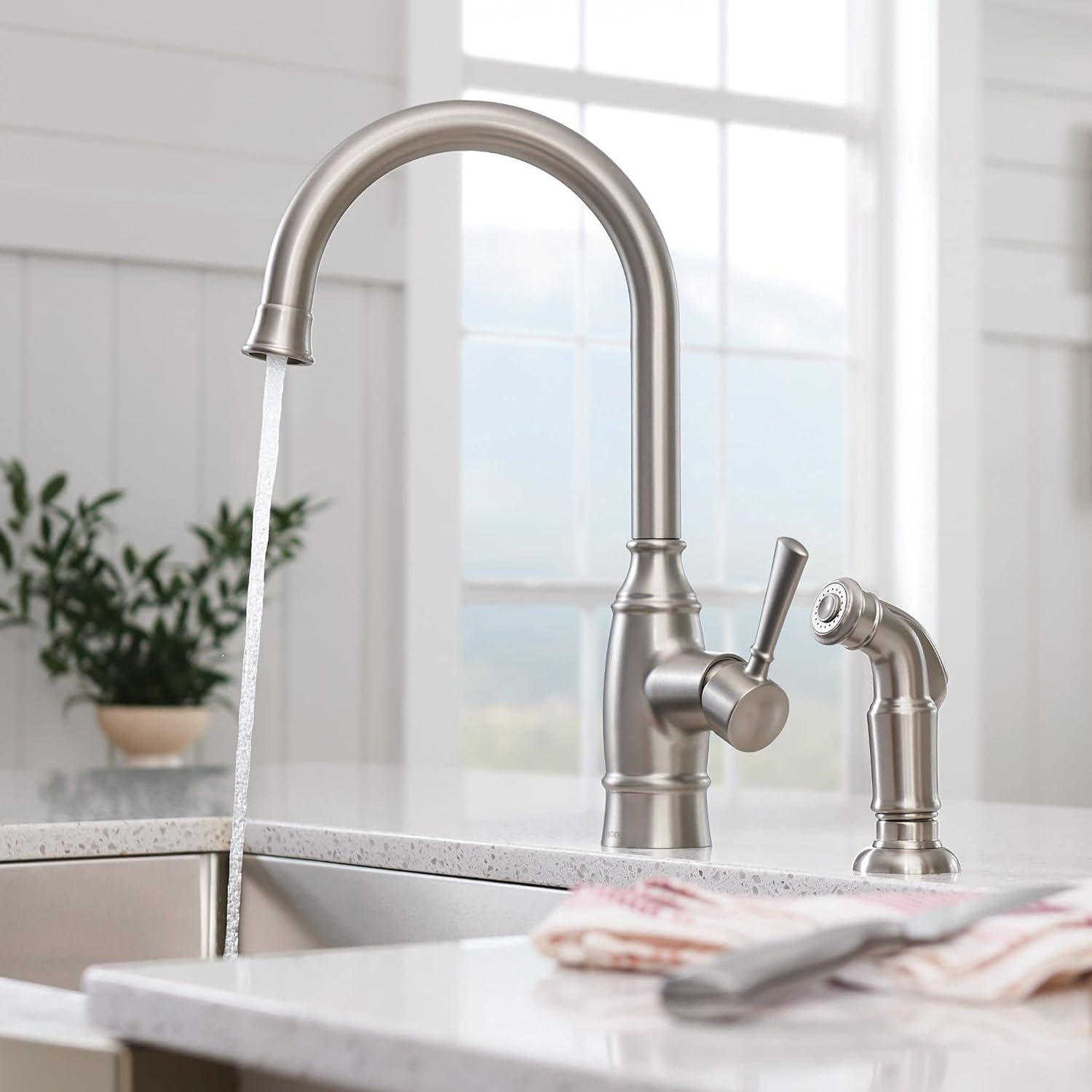image:imageMoen G18121 Prep 18Gauge Steel Undermount Farmhouse Apron Front Single Bowl Kitchen Sink 30Inch x 21Inch Stainless Steel