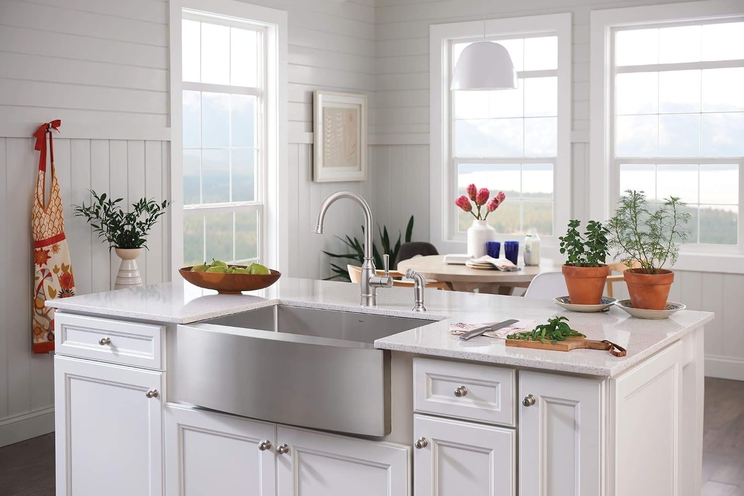 image:imageMoen G18121 Prep 18Gauge Steel Undermount Farmhouse Apron Front Single Bowl Kitchen Sink 30Inch x 21Inch Stainless Steel