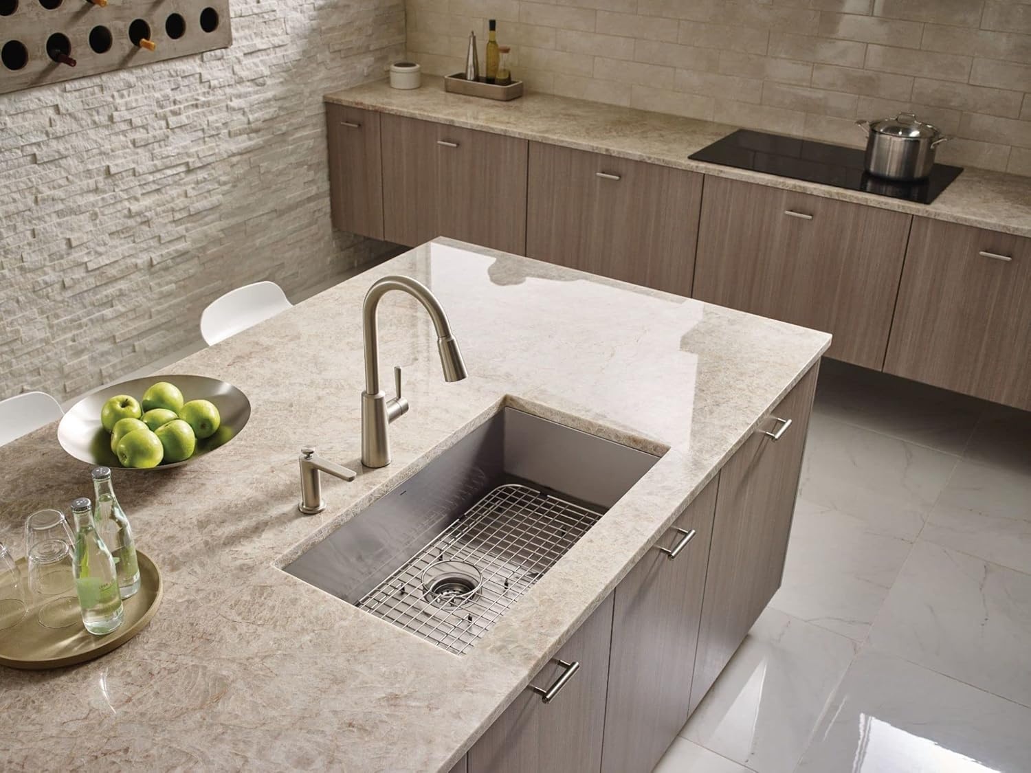 image:imageMoen G18180 Prep 18Gauge Steel Undermount Single Bowl Kitchen Sink 31Inch x 18Inch Stainless Steel
