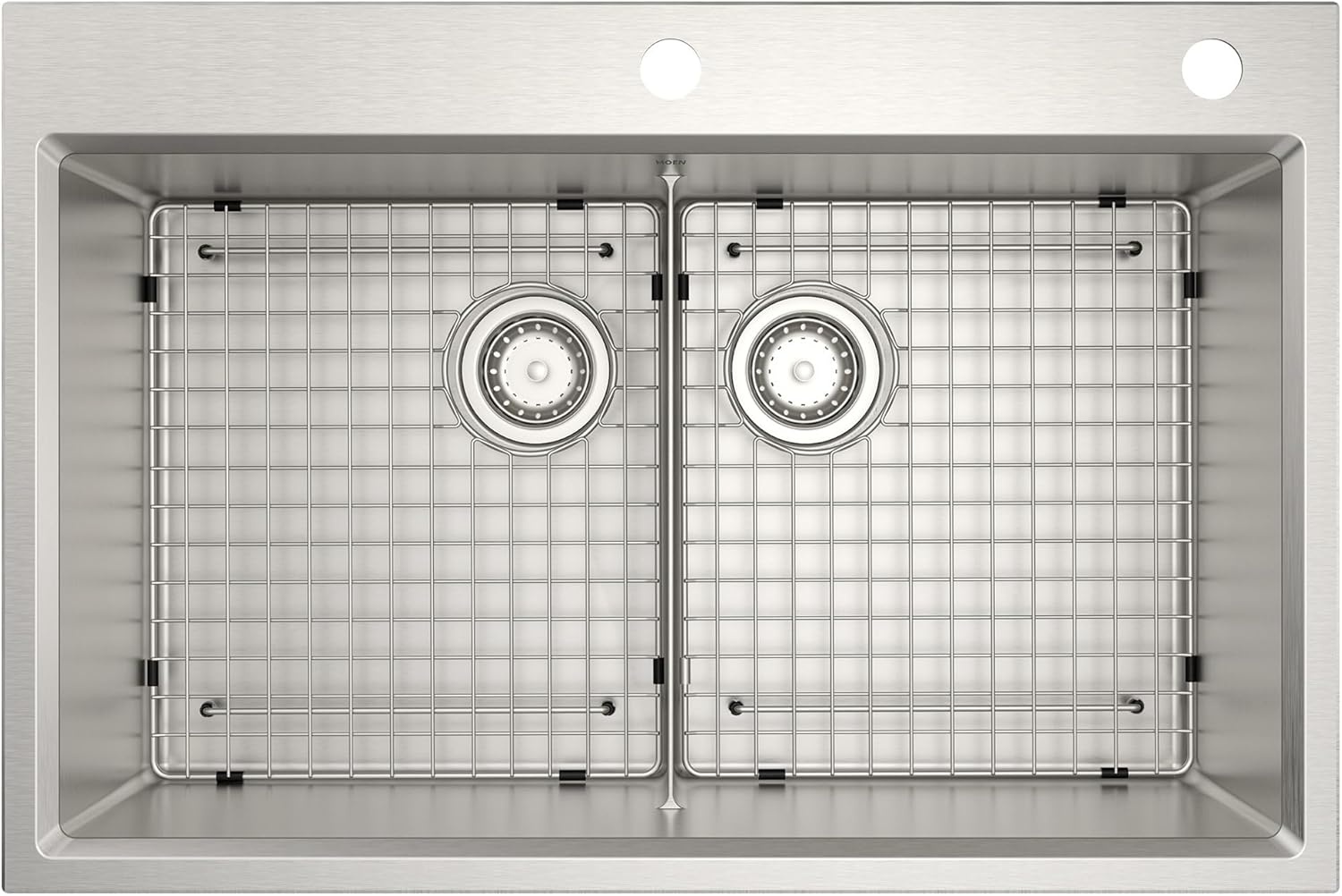 image:imageMoen GS161202R Luxe Chef Workstation System 33Inch Dual Mount Single Bowl Kitchen Sink Stainless SteelDouble Bowl