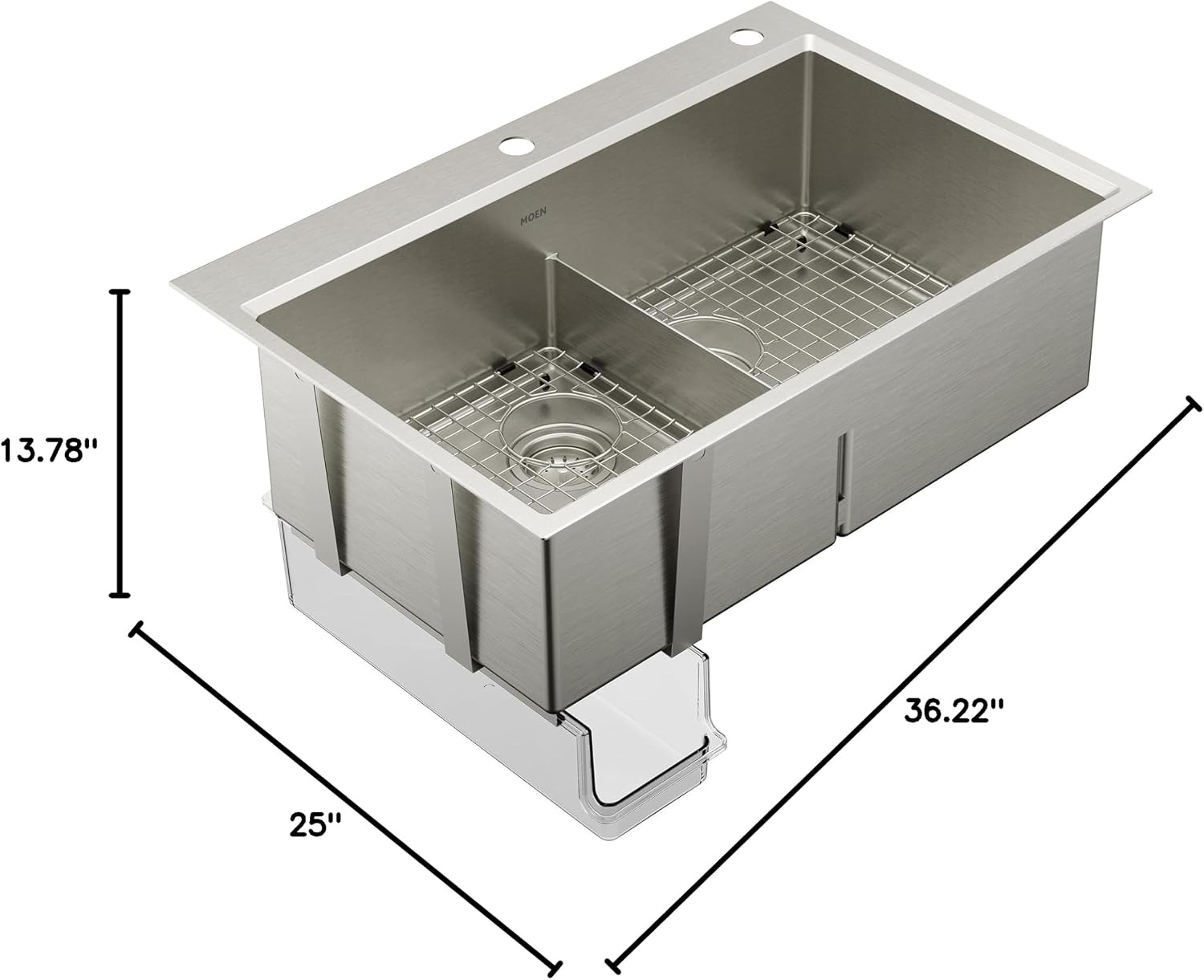 image:imageMoen GS161202R Luxe Chef Workstation System 33Inch Dual Mount Single Bowl Kitchen Sink Stainless SteelDouble Bowl