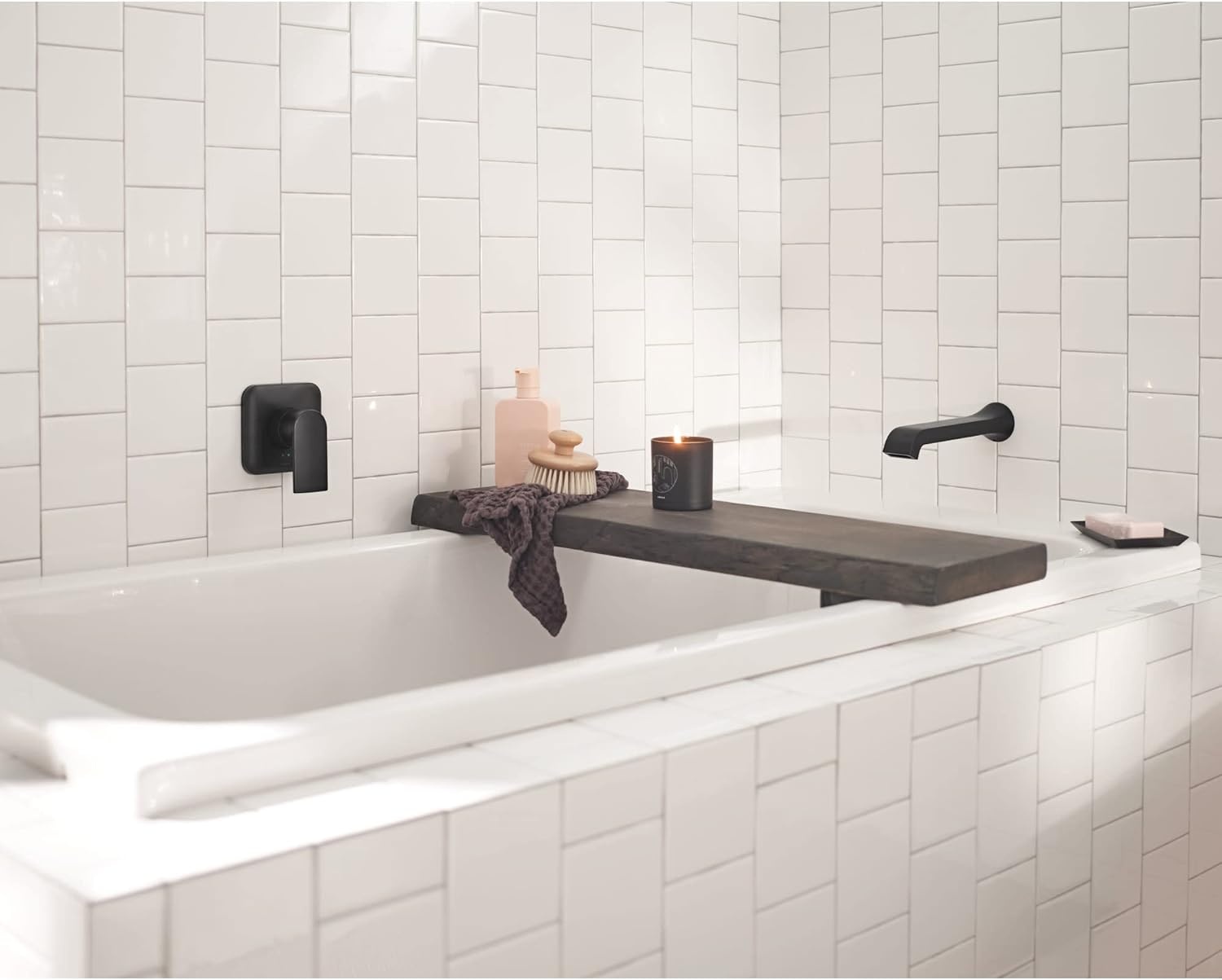 image:imageMoen Genta LX Single Handle Wall Mount Tub Filler Contemporary High Flow Tub Faucet with 10Inch Spout Reach Brushed Nickel WT901BNBrushed Nickel