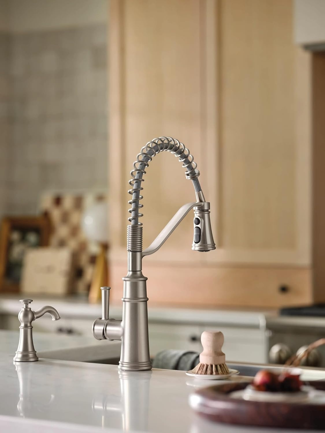 image:imageMoen Genta LX Spring Faucet with Power Boost Modern Kitchen Faucet with OneHandle PreRinse Easy Installation Chrome 5926Spot Resist Stainless