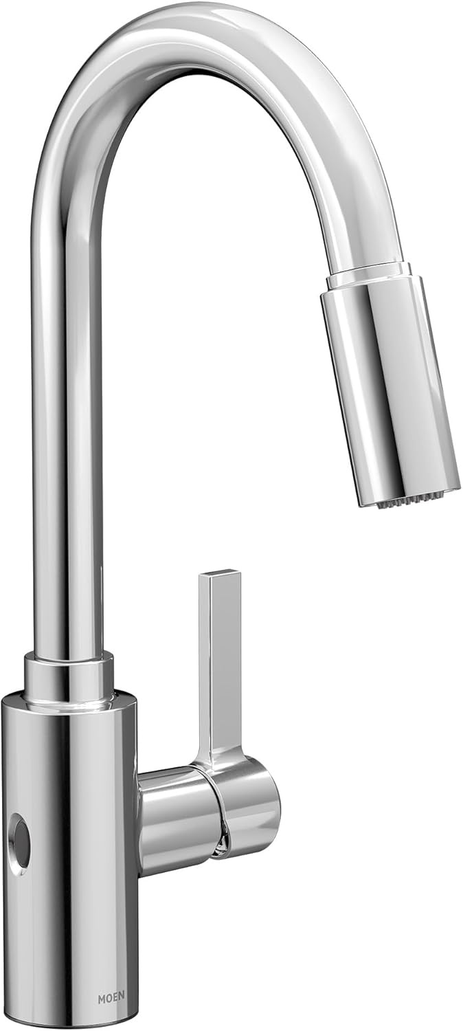 image:imageMoen Genta LX Touchless Kitchen Faucet MotionSense Wave Sensor High Arc Pulldown with Power Clean Spray OneHandle Chrome 7882EWCChrome