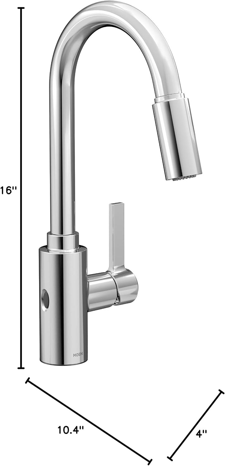 image:imageMoen Genta LX Touchless Kitchen Faucet MotionSense Wave Sensor High Arc Pulldown with Power Clean Spray OneHandle Chrome 7882EWCChrome
