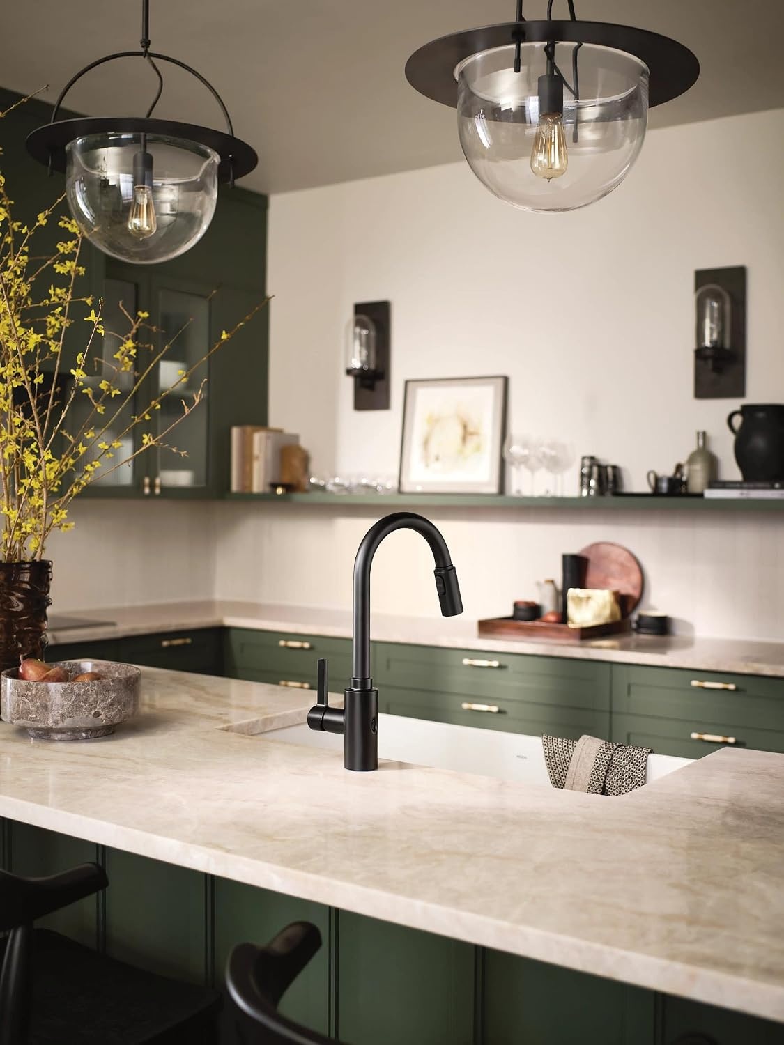 image:imageMoen Genta LX Touchless Kitchen Faucet MotionSense Wave Sensor High Arc Pulldown with Power Clean Spray OneHandle Chrome 7882EWCMatte Black