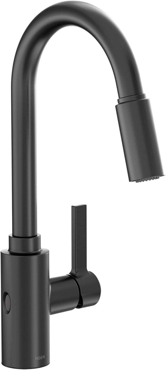 image:imageMoen Genta LX Touchless Kitchen Faucet MotionSense Wave Sensor High Arc Pulldown with Power Clean Spray OneHandle Chrome 7882EWCMatte Black