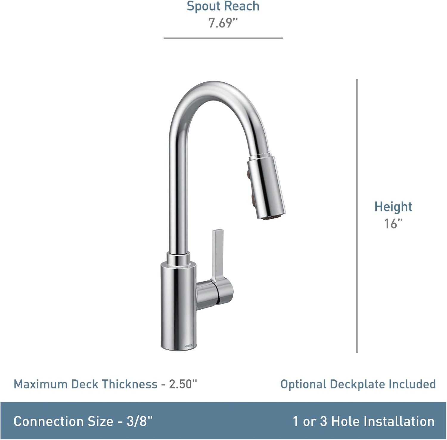 image:imageMoen Genta LX Touchless Kitchen Faucet MotionSense Wave Sensor High Arc Pulldown with Power Clean Spray OneHandle Chrome 7882EWCMatte Black