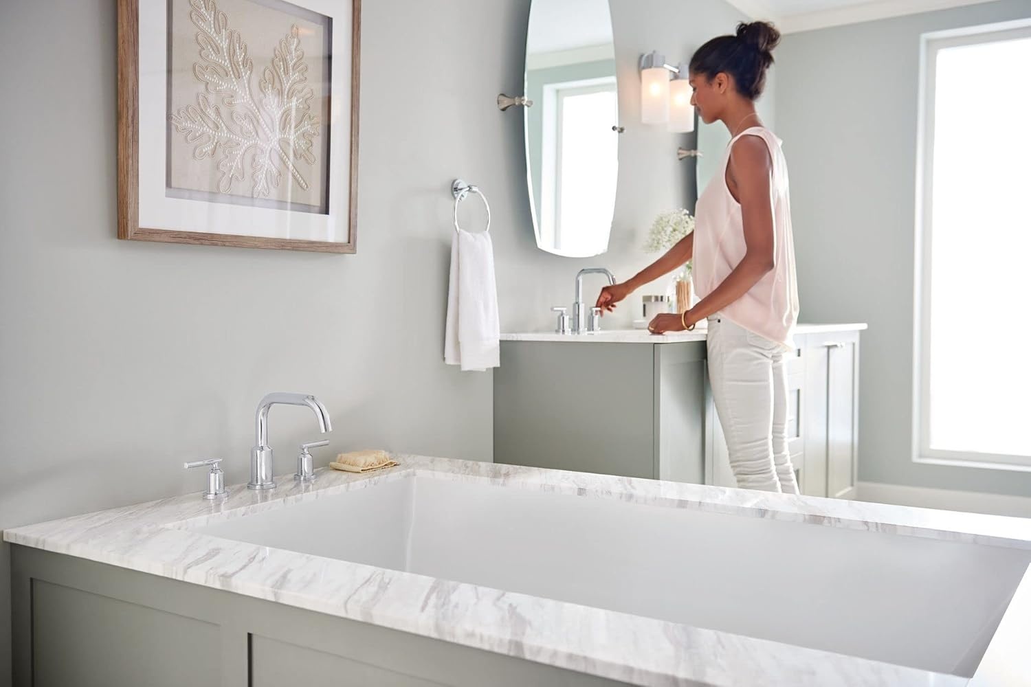 image:imageMoen Gibson Chrome TwoHandle Deck Mounted Modern Roman Tub Faucet Valve Required T961Chrome