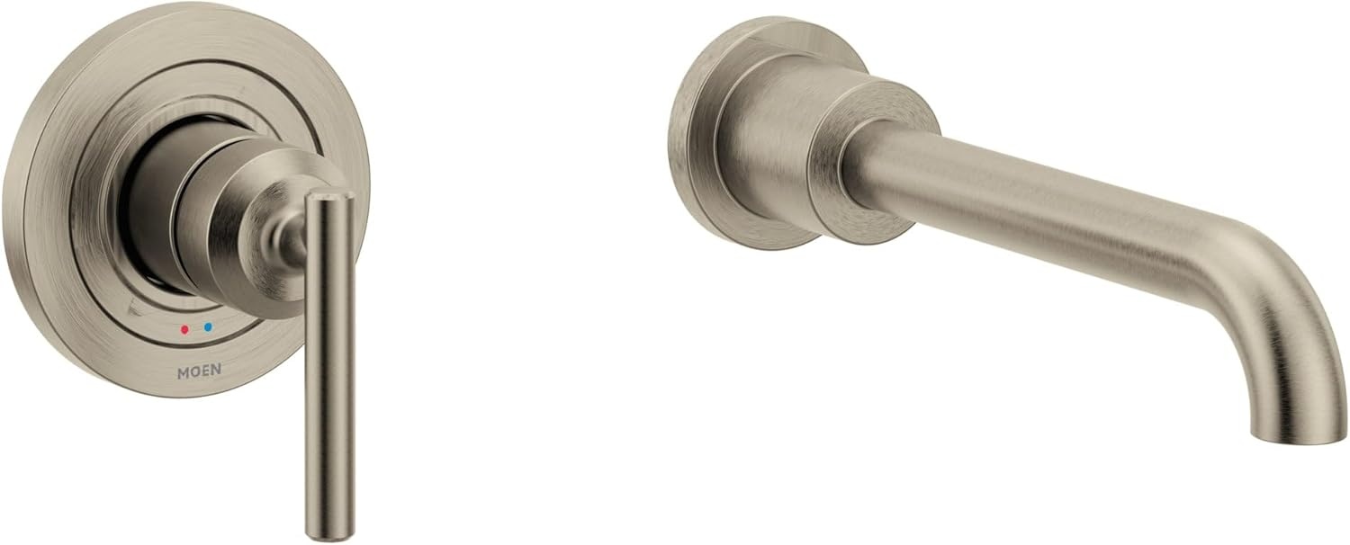 image:imageMoen Gibson Single Handle Wall Mount Tub Filler High Flow Tub Faucet with 10 Spout Reach Brushed Nickel WT961BNChrome