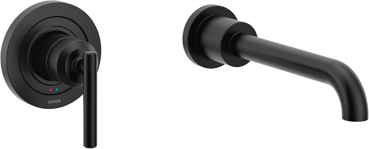 image:imageMoen Gibson Single Handle Wall Mount Tub Filler High Flow Tub Faucet with 10 Spout Reach Brushed Nickel WT961BNChrome